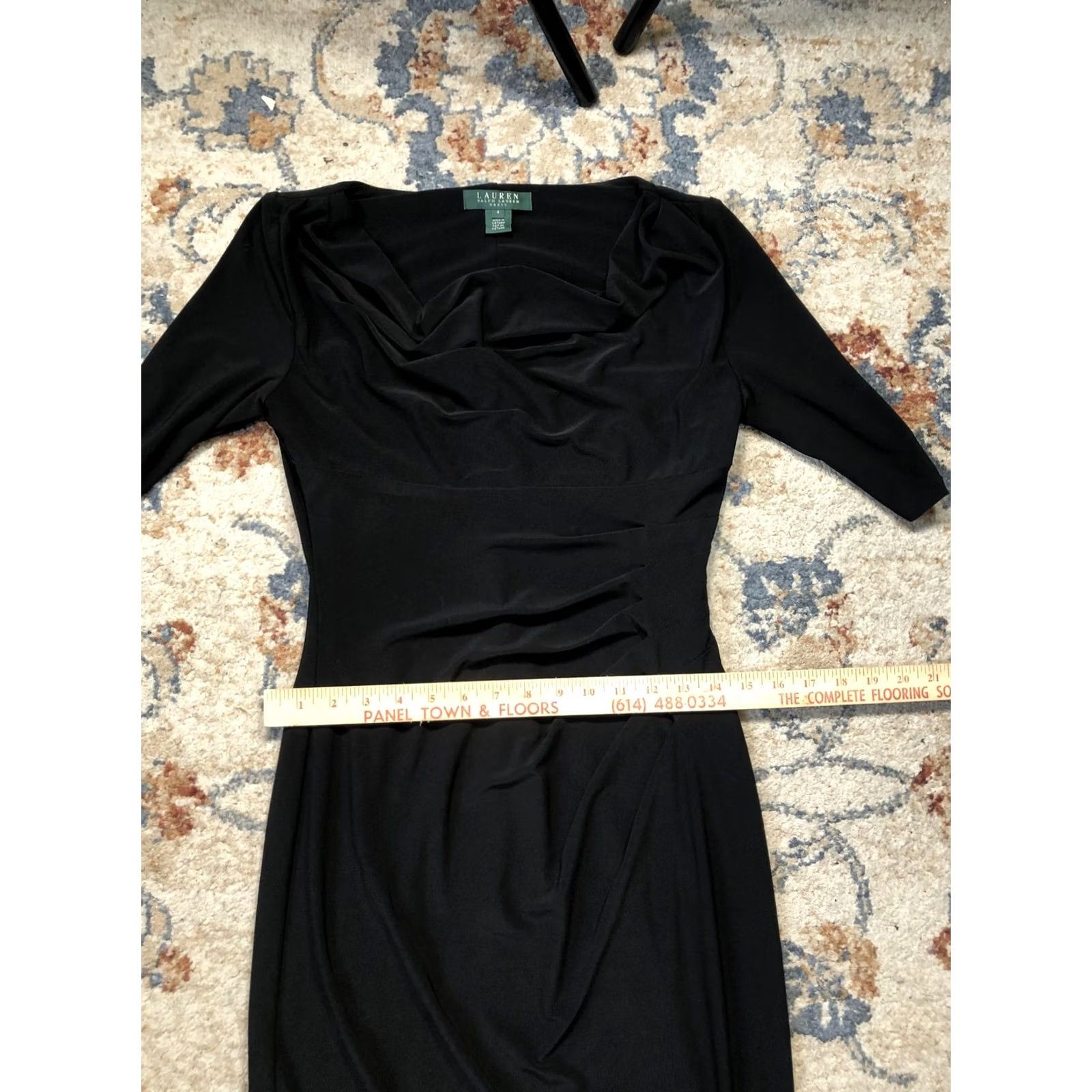 Ralph Lauren Lauren Ralph Lauren Dress Womens Medium Black Ruched Sheath Cowl Neck 3/4 Sleeve Size M / US 6-8 / IT 42-44 - 6 Thumbnail