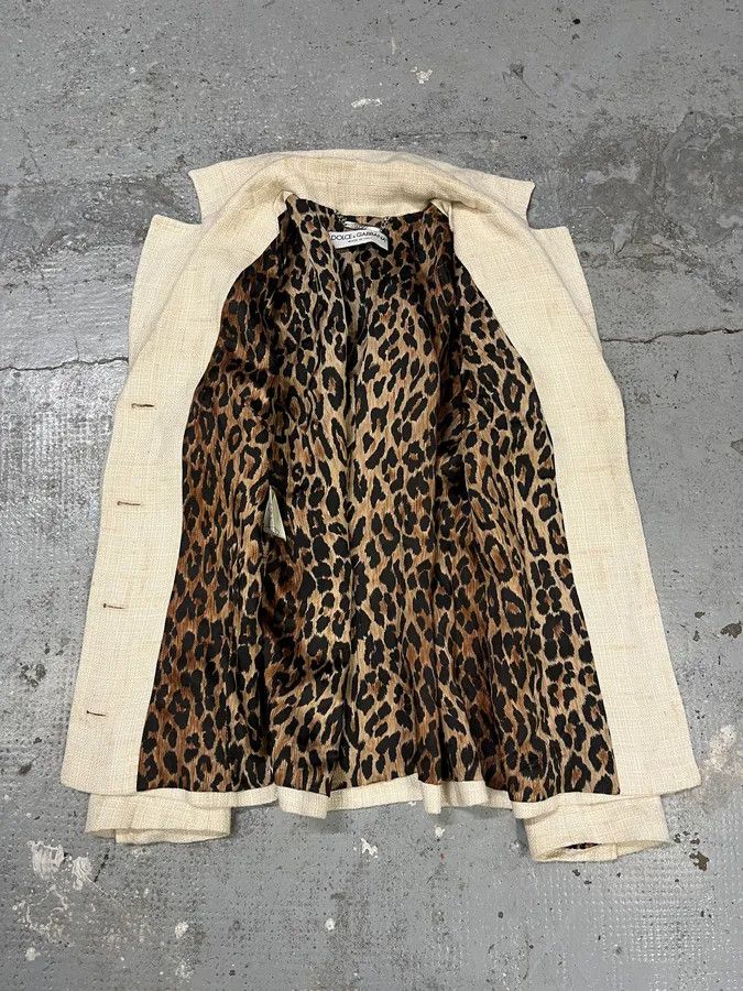 Designer × Dolce & Gabbana × Vintage 2000s Dolce & Gabbana Beige Linen Blazer Jacket Size S / US 4 / IT 40 - 7 Thumbnail
