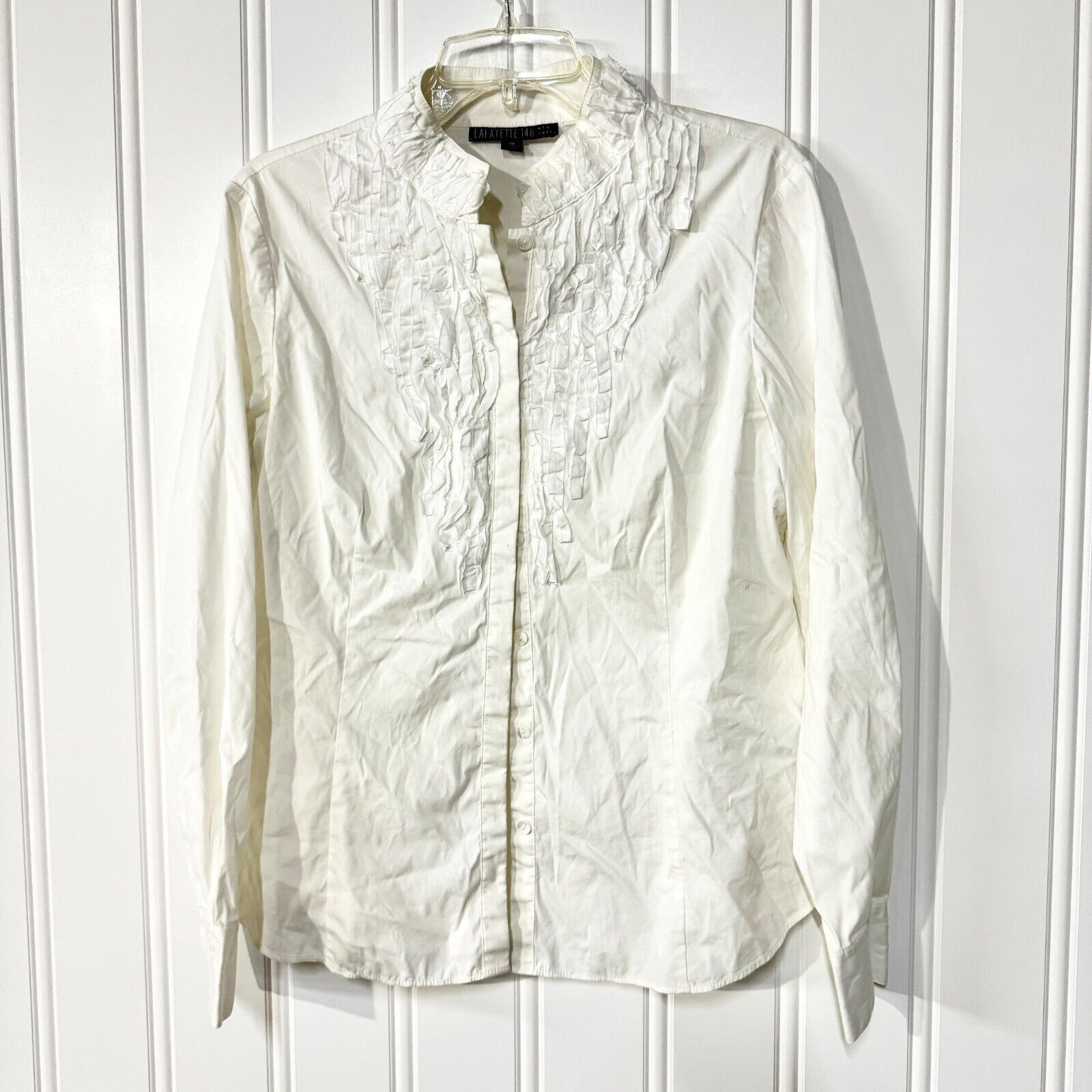 Other Lafayette 148 Blouse Sz 10 Button Up Embroidered Long Sleeve Size L / US 10 / IT 46 - 1 Thumbnail