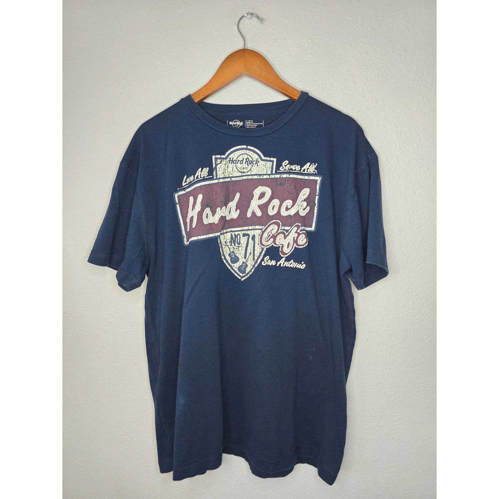 Hard Rock Cafe Hard Rock Cafe Blue San Antonio Texas Love All Serve All Tee Size US XL / EU 56 / 4 - 1 Thumbnail