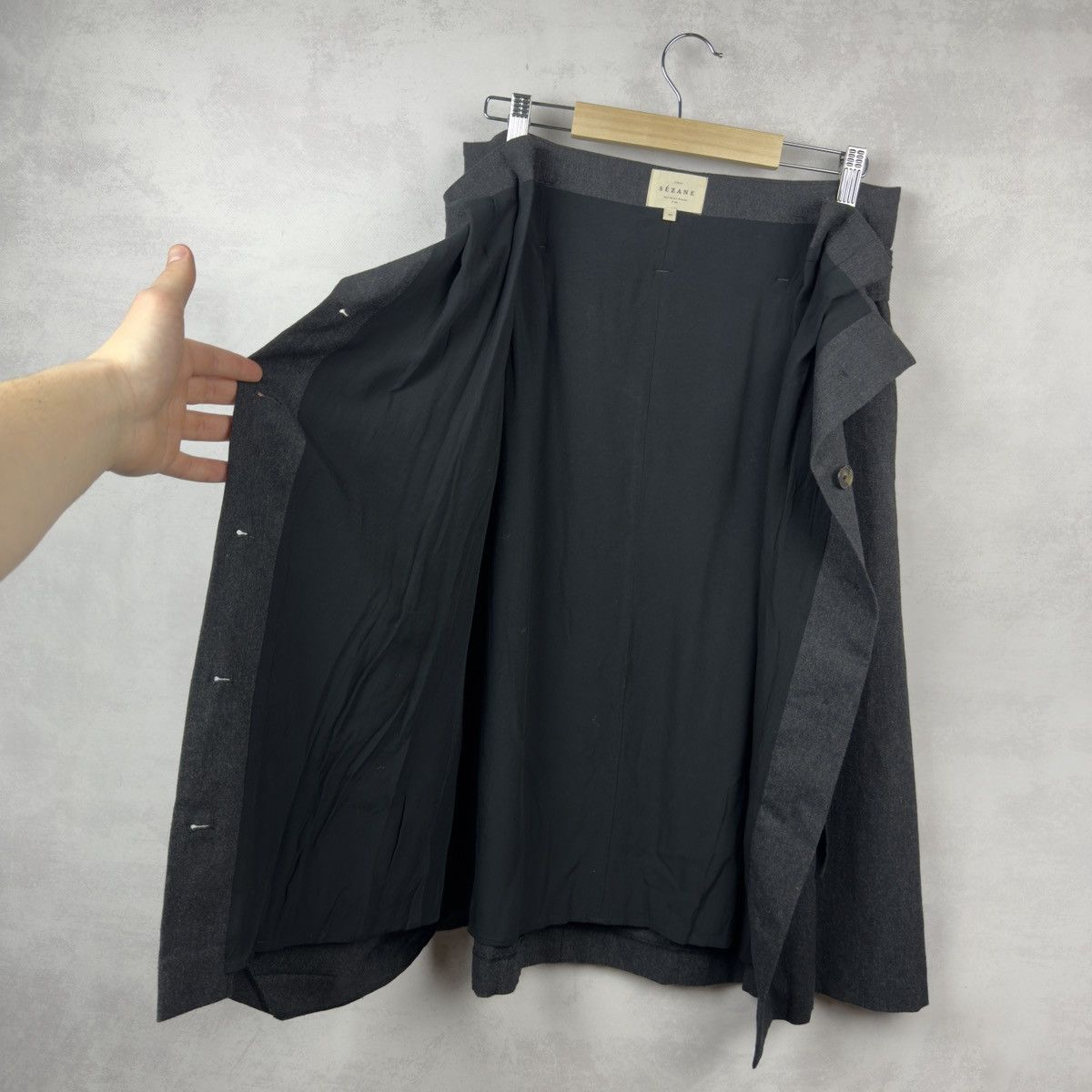 Sezane Sezane Mid-Length Wool Viscose Poly Belted Skirt Size 40 Size 28" / US 6 / IT 42 - 15 Thumbnail