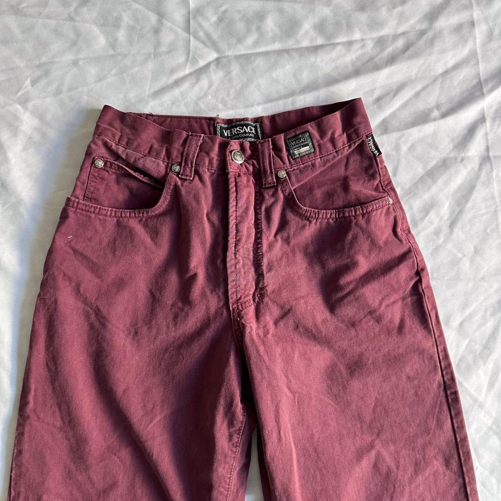 Versace Jeans Couture Vintage Versace Jeans Couture Burgundy Denim Pants - Unisex Size 28" / US 6 / IT 42 - 3 Thumbnail