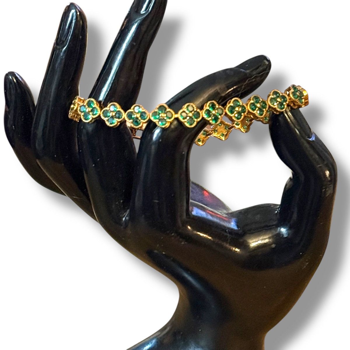 Other Gold tone emerald clovers tennis bracelet Size ONE SIZE - 4 Thumbnail