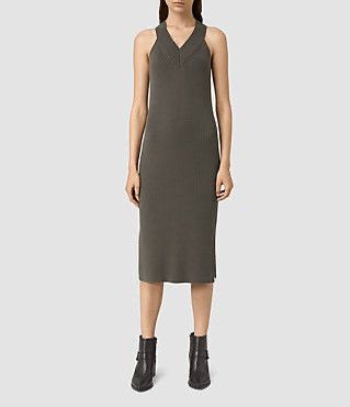 Allsaints Allsaints Orro Dress Knit Maxi Olive Green Sleeveless Top Size L / US 10 / IT 46 - 1 Thumbnail