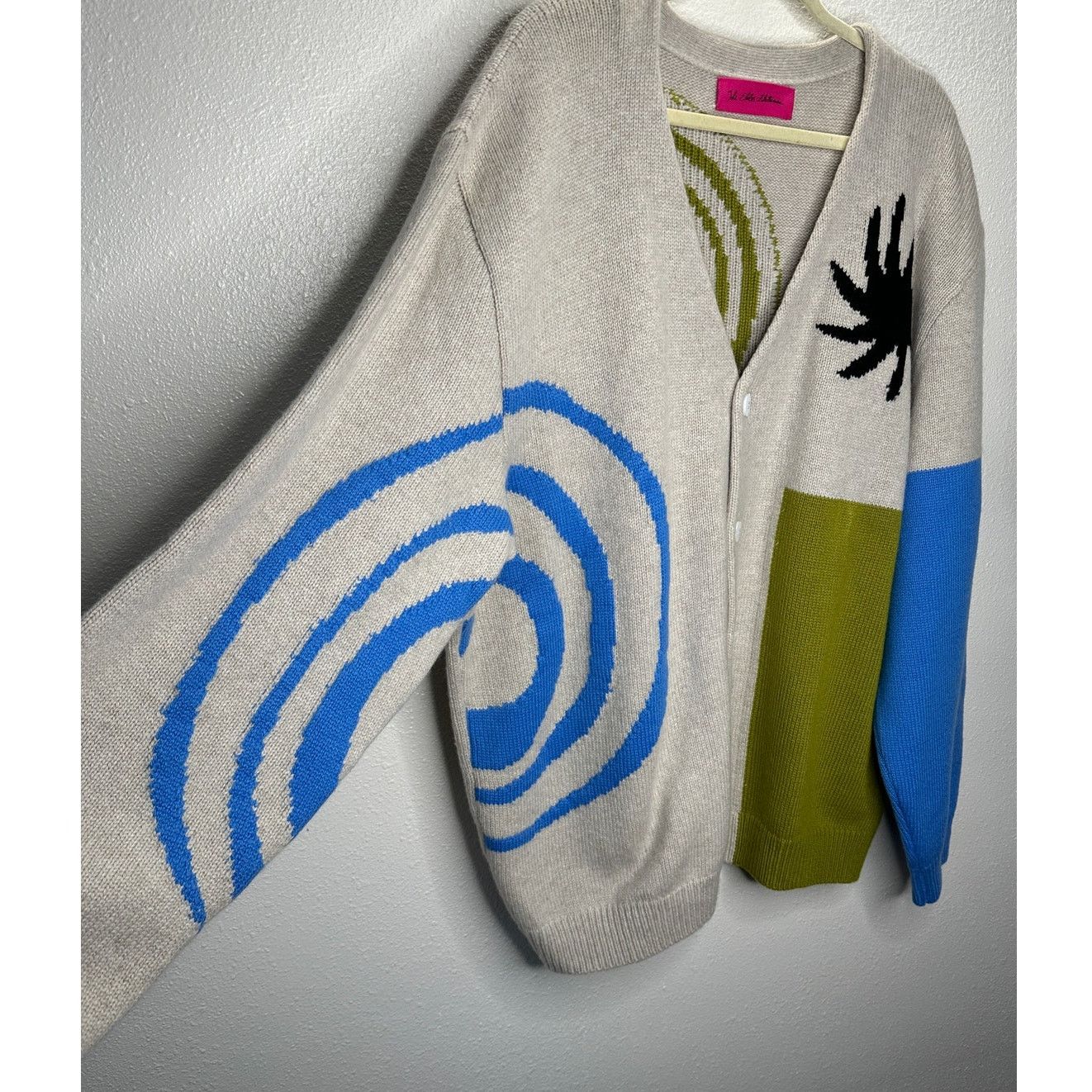 The Elder Statesman The Elder Statesman Tan Blue Green Block & Spiral Cardigan L Size US L / EU 52-54 / 3 - 3 Thumbnail