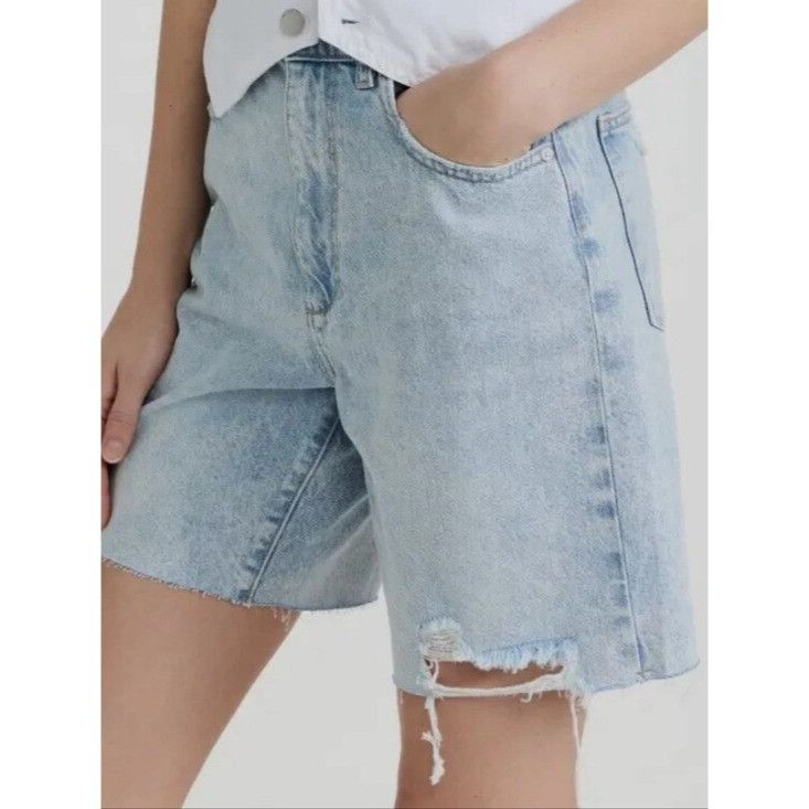 DL1961 DL1961 Emilie High Rise Cut-off Jean Shorts - Light Wash Size 25" / US 0 / IT 36 - 3 Thumbnail