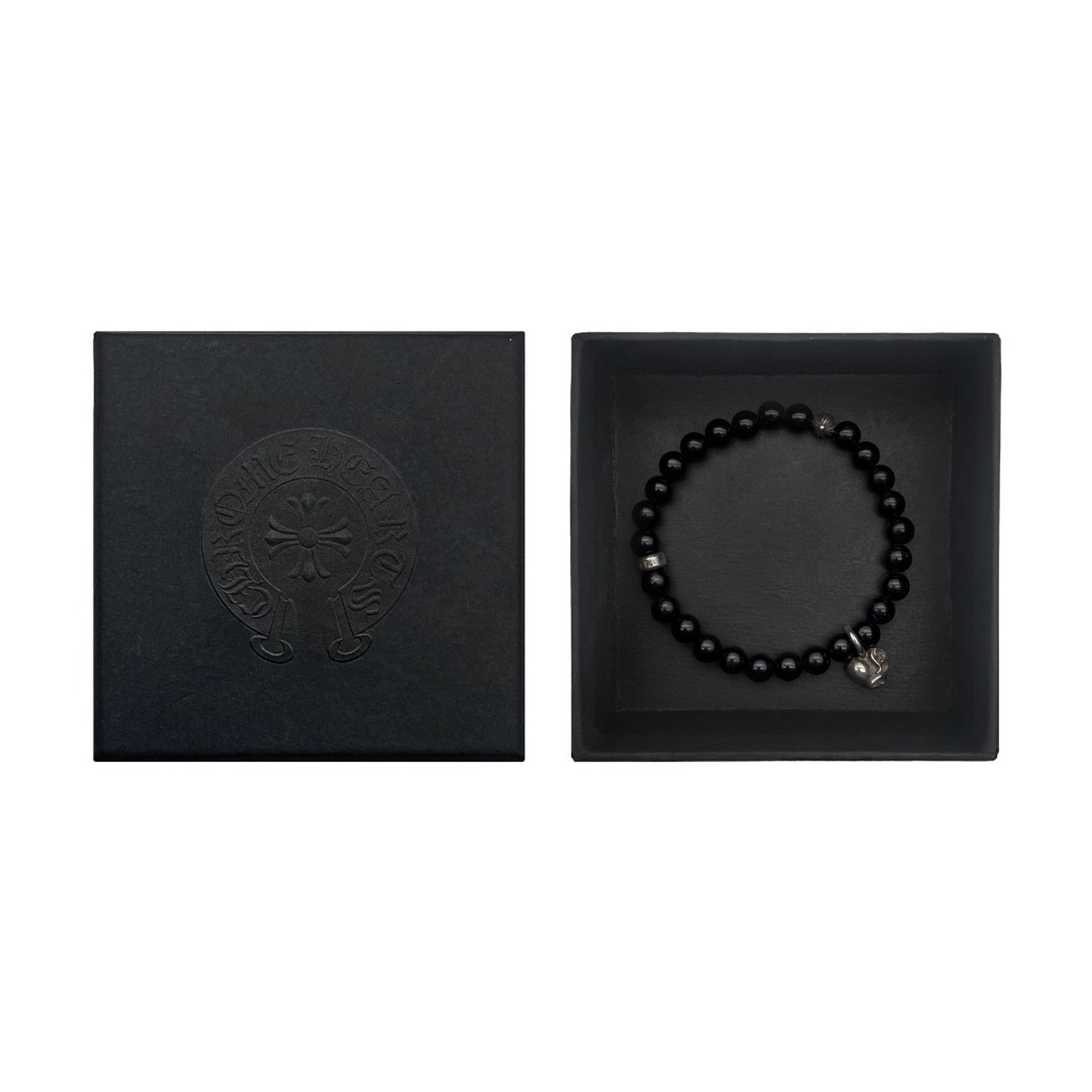 Chrome Hearts Chrome Hearts 6mm Obsidian Silver Vine Heart Beaded Bracelet Size ONE SIZE - 4 Thumbnail
