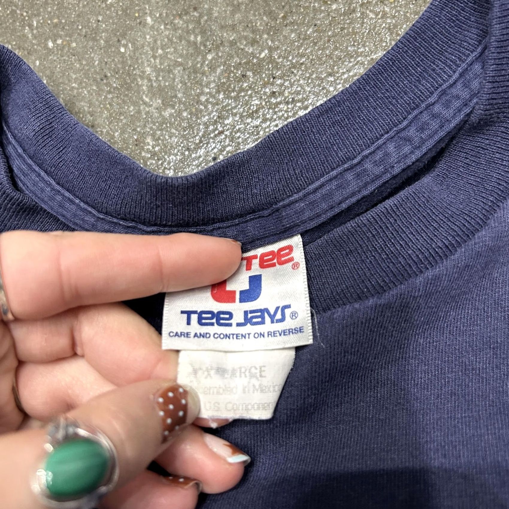 TEE JAYS VINTAGE USA FLAG Shirt Mens XL Blue Tee Jays United States Patriotic 90s Size US XL / EU 56 / 4 - 3 Thumbnail