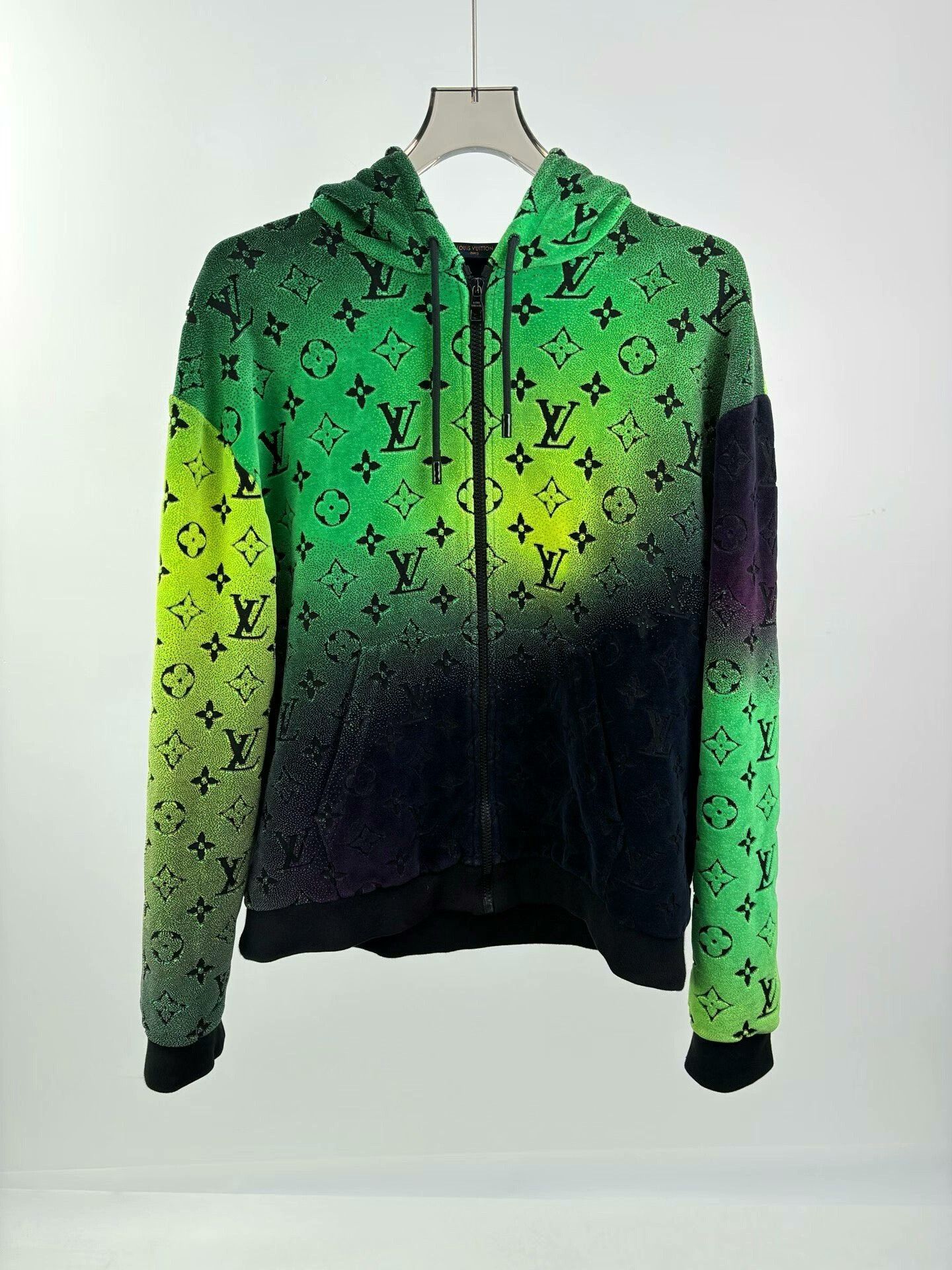 louis vuitton black green gradient logo jacket