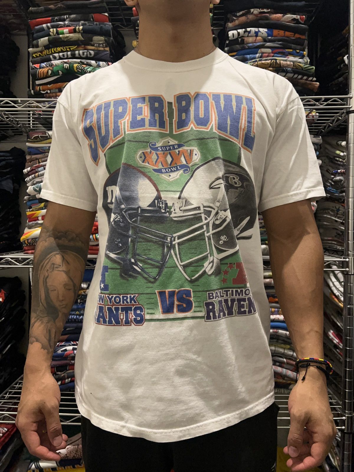 NFL 2000 Giants vs Ravens Super Bowl XXXV Tee Size US XL / EU 56 / 4 - 2 Thumbnail