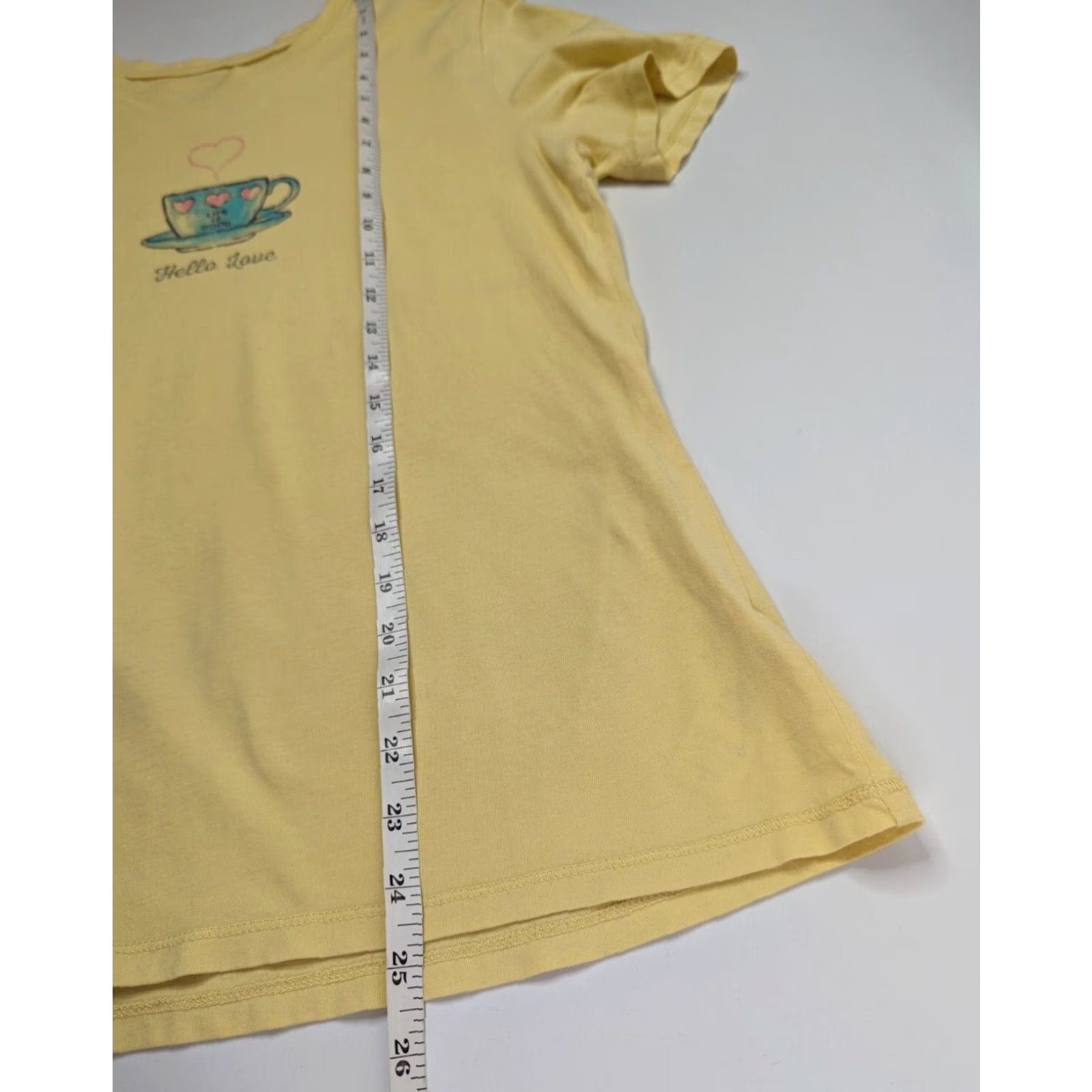 Life is Good Life Is Good Hello Love Coffee Mug Hearts Yellow T Shirt Small Women Size S / US 4 / IT 40 - 4 Thumbnail