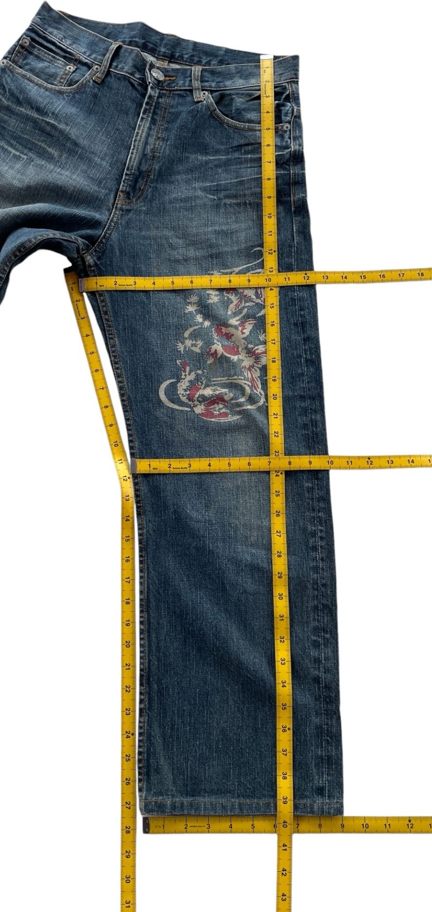 Japanese Brand × Vintage JAPANESE GOLDEN FISH PRINTED JEANS (LG15) Size US 31 - 10 Thumbnail
