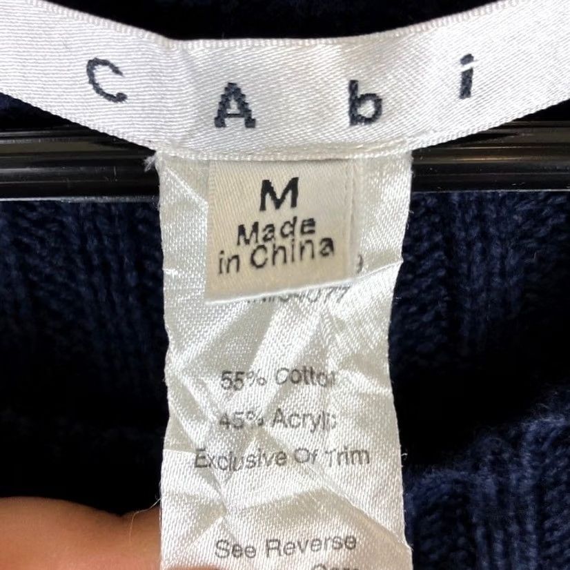 Vintage CAbi Sweater Navy Blue Gold Zippers Cable Knit Pullover Medium Womens Pullover Knit Crew Neck Long Sleeve Casual Workwear ModerM Size M / US 6-8 / IT 42-44 - 6 Thumbnail