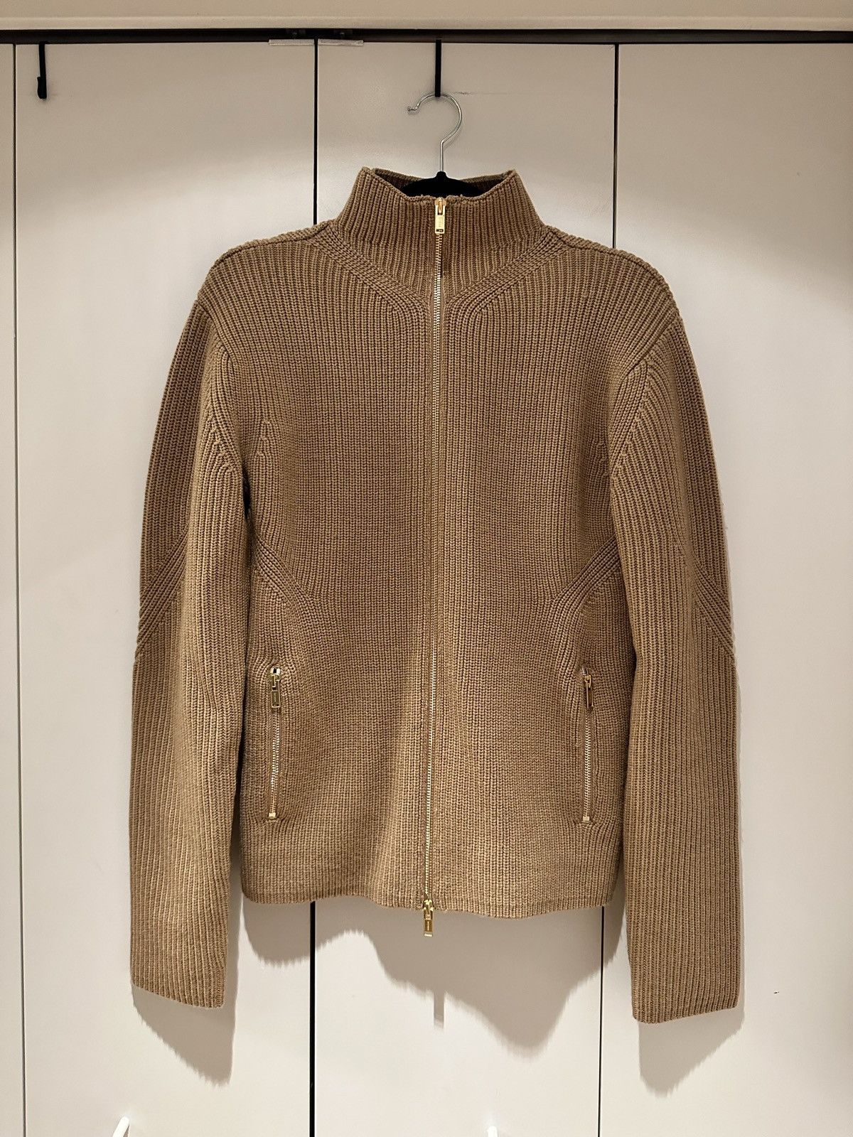 image of Dion Lee Mock Neck Zip Up in Beige, Men's (Size Small)