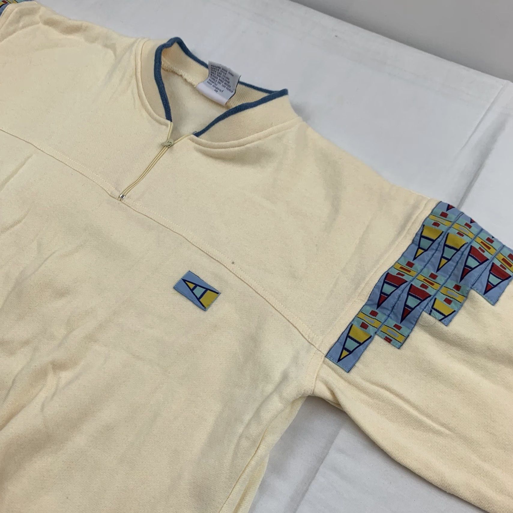 Vintage VINTAGE Manhattan Women's Sweatshirt Pullover Activewear Long Sleeve Zip Collared Yellow Size M Size M / US 6-8 / IT 42-44 - 2 Thumbnail