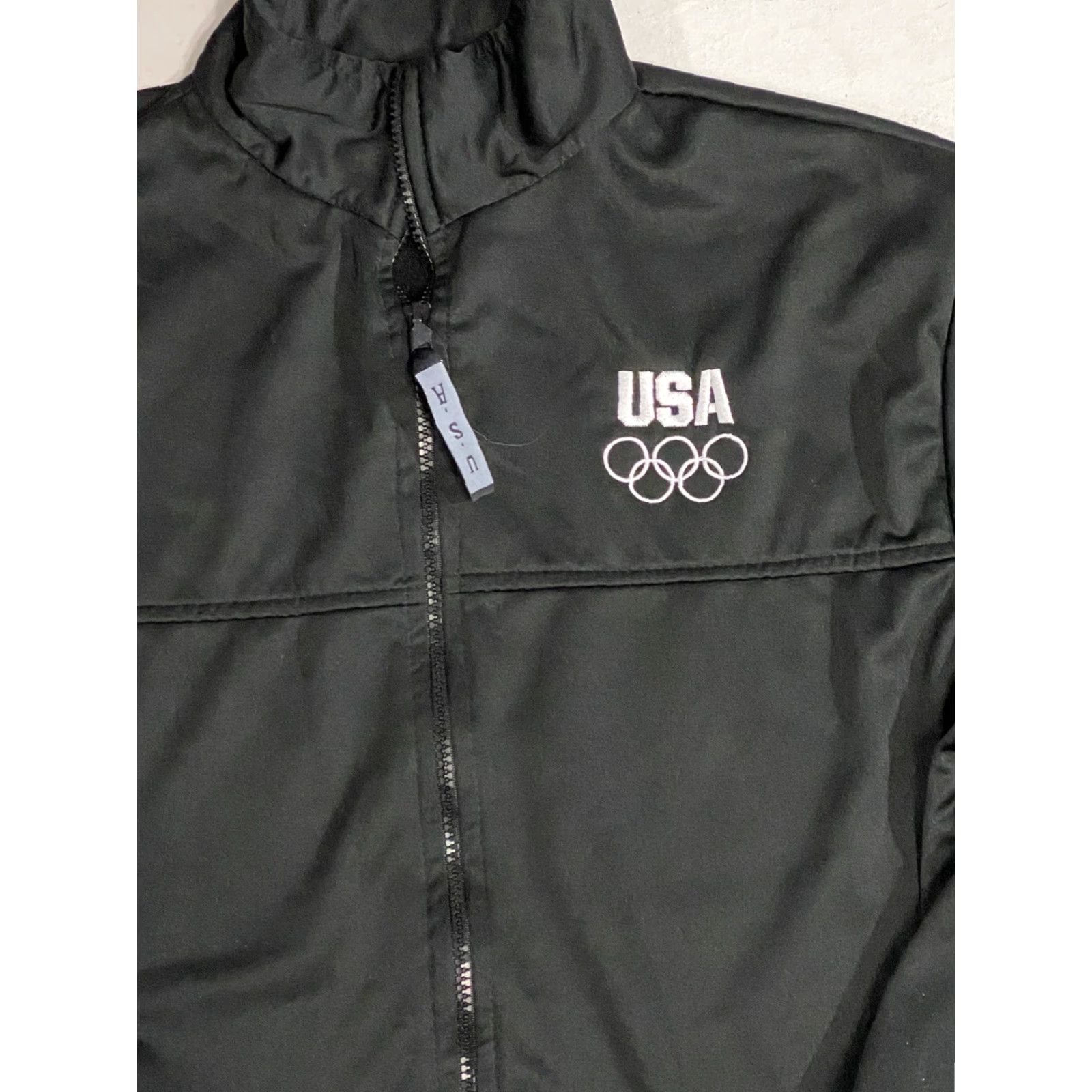 Vintage USA Olympics committee Mens Black Jacket Full Zip Lightweight Large Jacket Mens Black USA Olympics Size US L / EU 52-54 / 3 - 3 Thumbnail