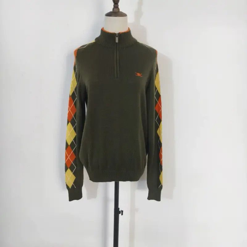 Burberry Green Wool Plaid Long Sleeve Knit Top