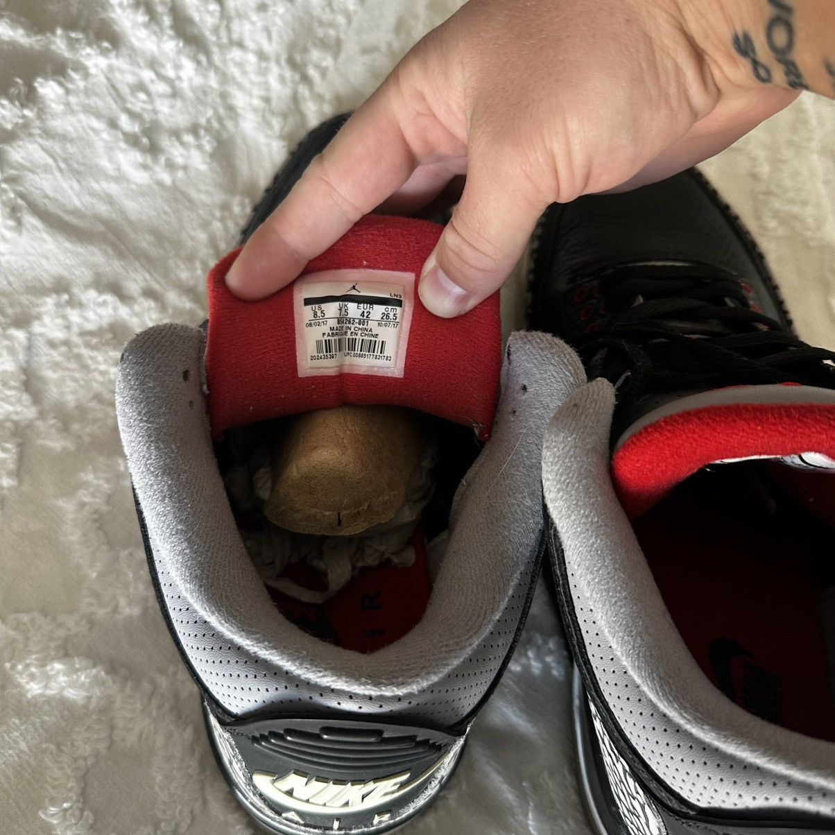 Jordan Brand × Nike Air Jordan 3 Retro Black Cement 2018 Size US 8.5 / EU 41-42 - 11 Thumbnail