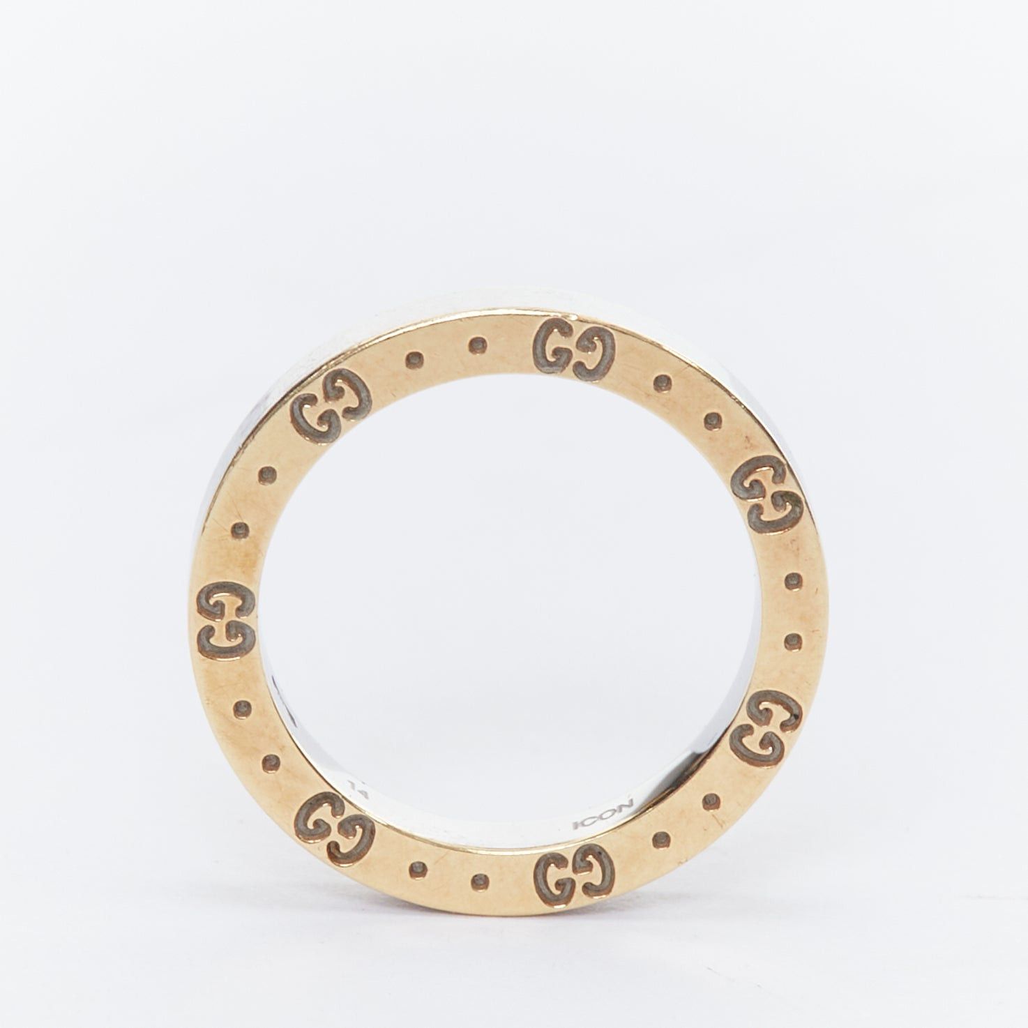 Gucci GUCCI AU 760 gold silver tone GG monogram engraved ring Size ONE SIZE - 1 Thumbnail
