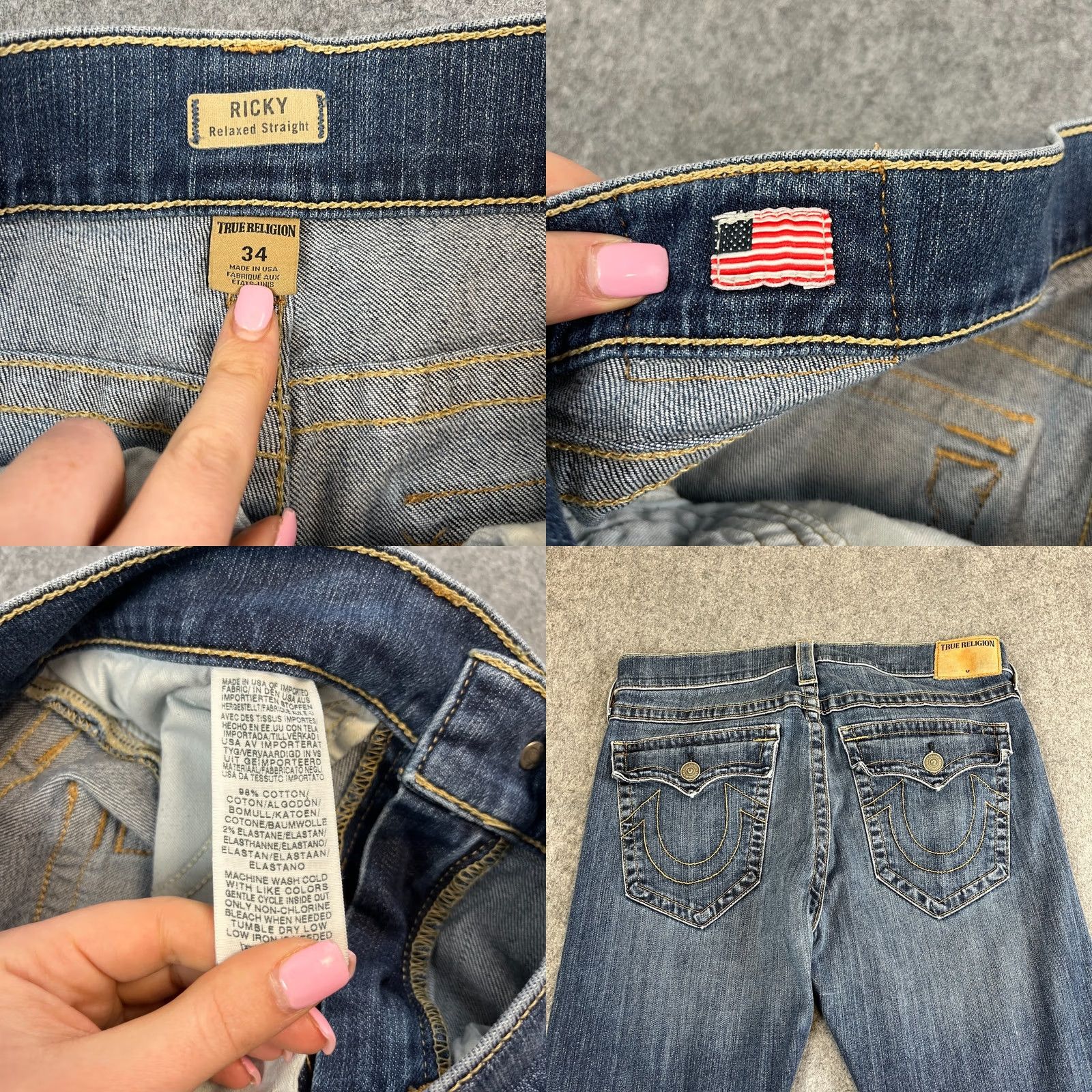 True Religion True Religion Jeans Slim/Relaxed Straight 34 32 Blue Ricky Denim 5-Pocket Mens Shoes Size US 34 / EU 50 - 8 Thumbnail