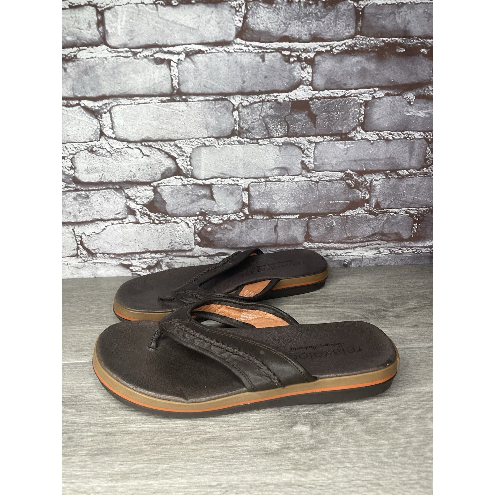 Tommy Bahama TOMMY BAHAMA RELAXOLOGY Jasper Brown Leather Synthetic FlipF Size US 10 / EU 43 - 11 Thumbnail