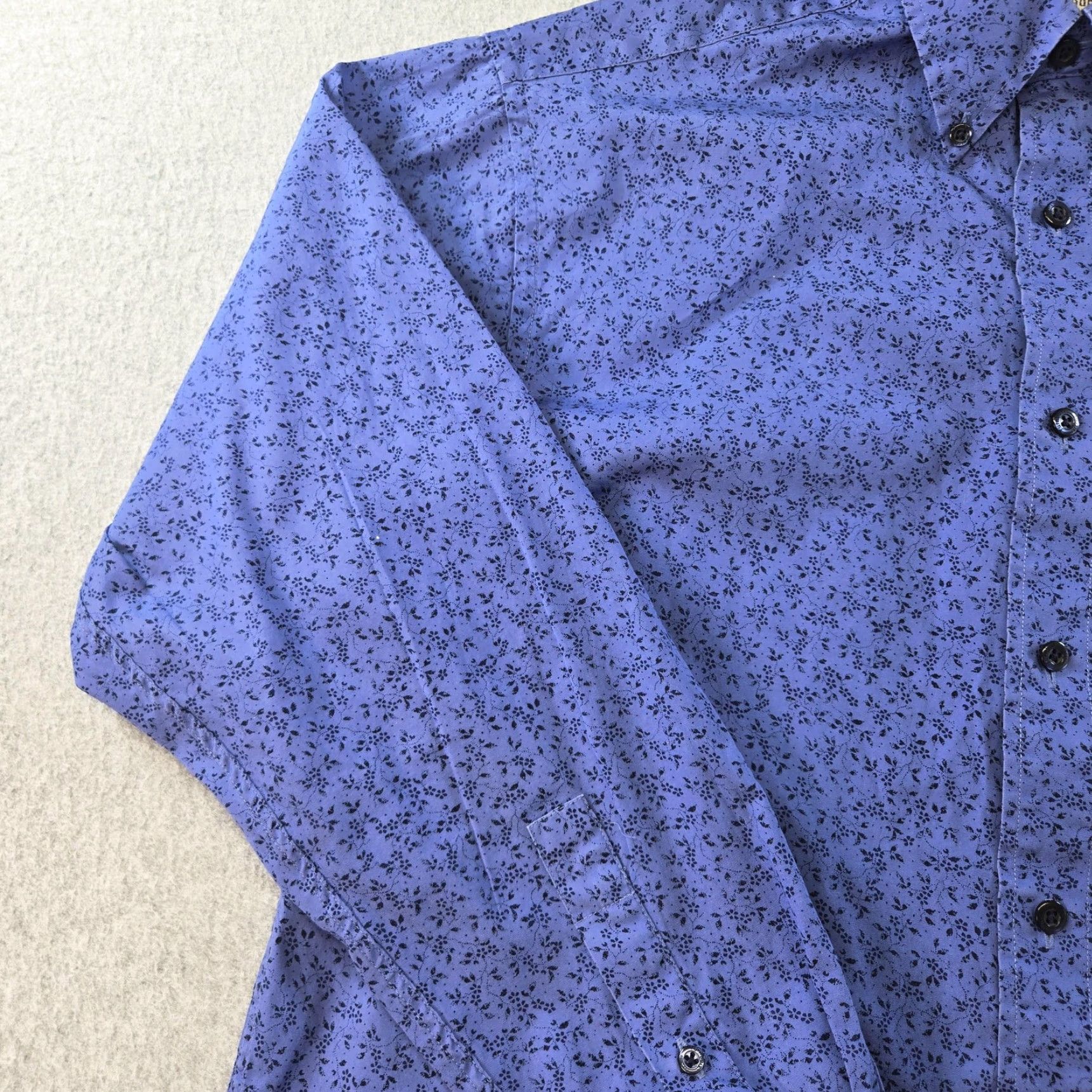 Vintage Turnbury Shirt Mens M Blue Floral Long Sleeve Button Up Cotton Regular Fit Size US M / EU 48-50 / 2 - 3 Thumbnail
