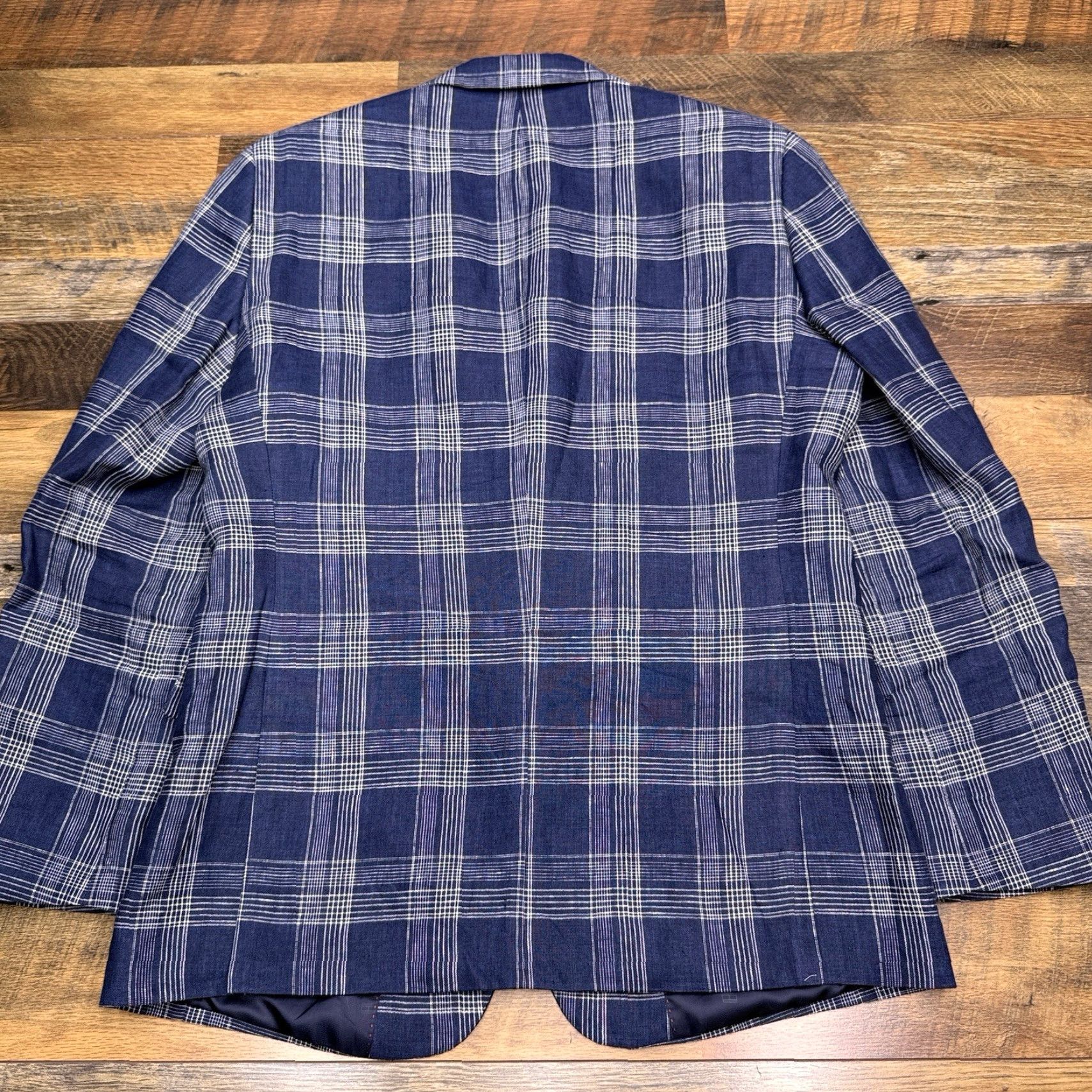 Tommy Hilfiger Tommy Hilfiger Blazer Linen Navy Plaid 40R Mens Sport Coat Regular Fit Notch Lapel Two-Button Double-Vented Jacket Short Description: None Size 40R - 2 Thumbnail