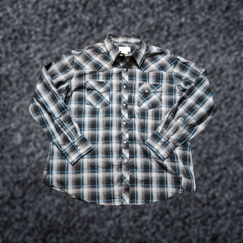 Wrangler VINTAGE Wrangler Wrancher Pearl Snap Western Black Plaid Shirt Mens 2XL Size US XXL / EU 58 / 5 - 1 Thumbnail