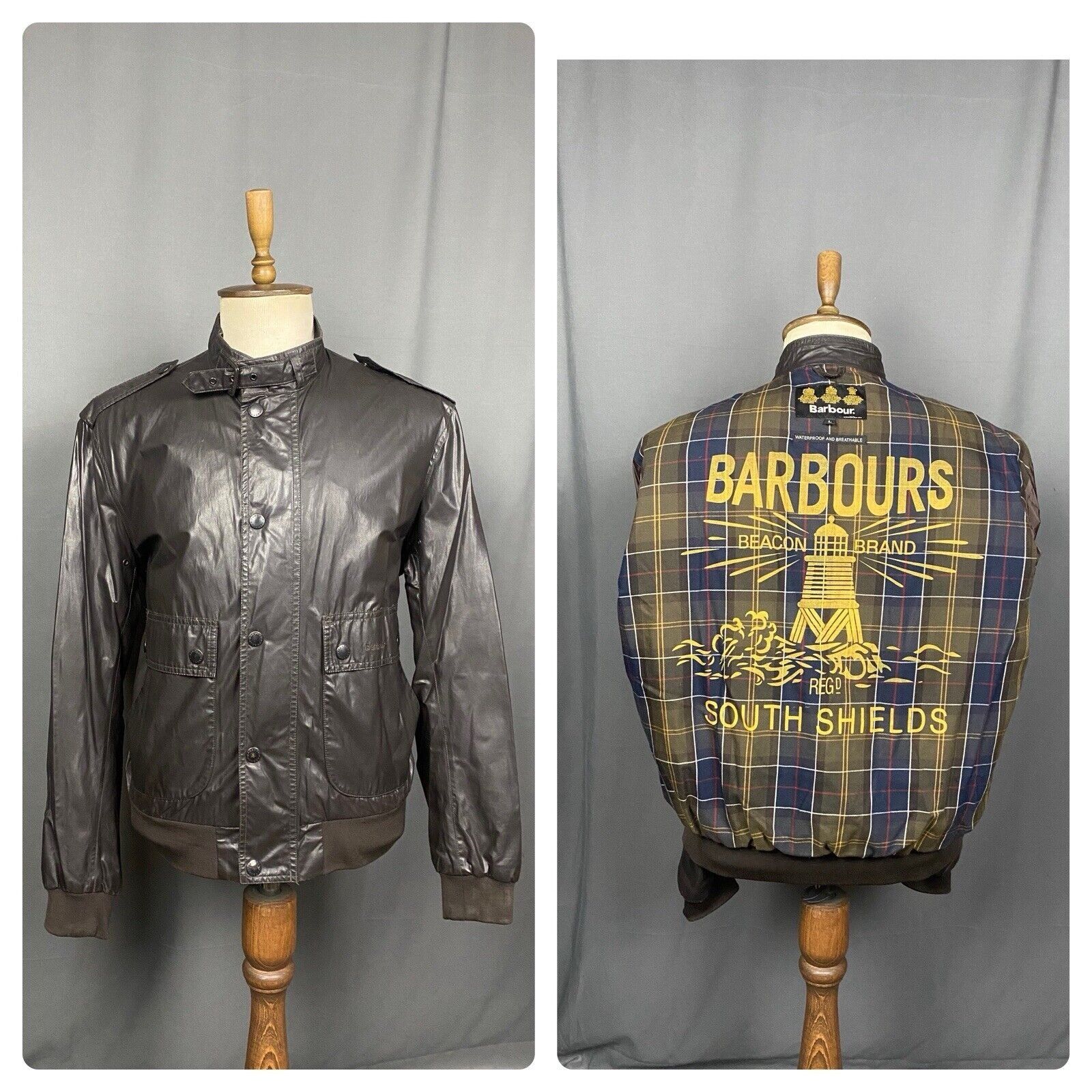 Barbour Barbour Carbon Finish Flyer Men's Brown High Neck Bomber Jac Size US L / EU 52-54 / 3 - 1 Thumbnail