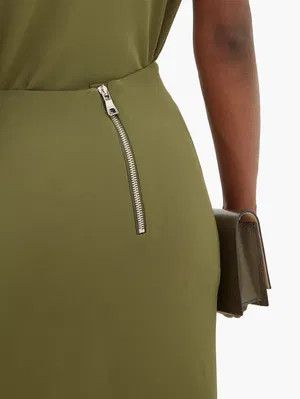 Balmain o1y0625 Midi Skirt in Military Green/White Size 28" / US 6 / IT 42 - 5 Thumbnail