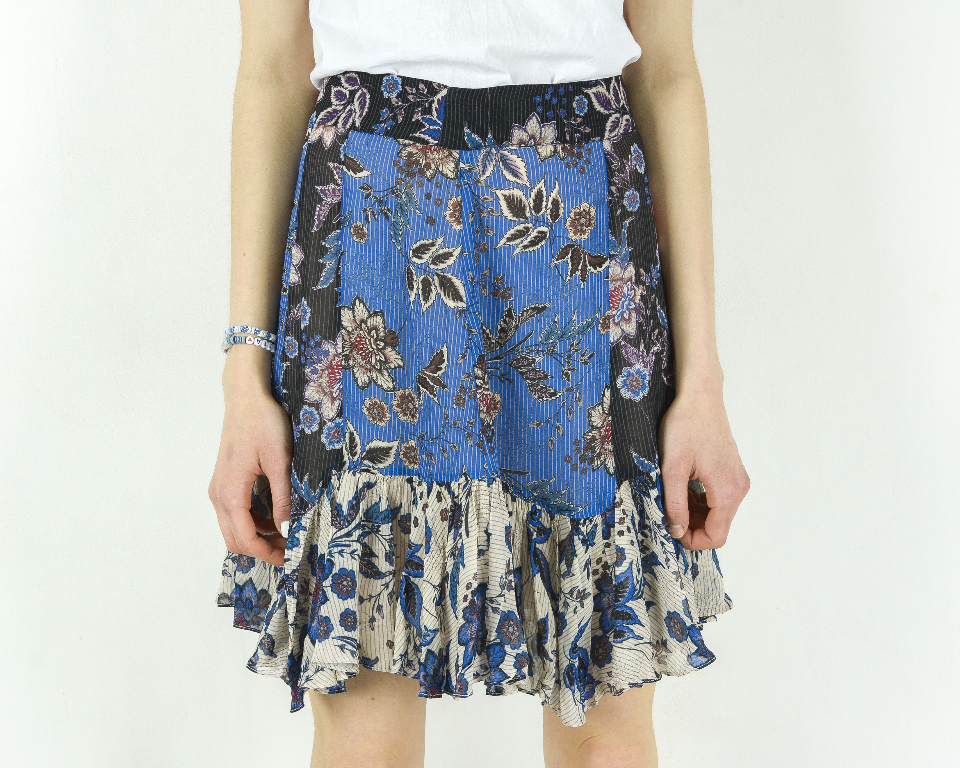 Vintage Mini Floral Ruffle Skirt Above The Knee Light Breezy Dress Size 27" / US 4 / IT 40 - 5 Thumbnail
