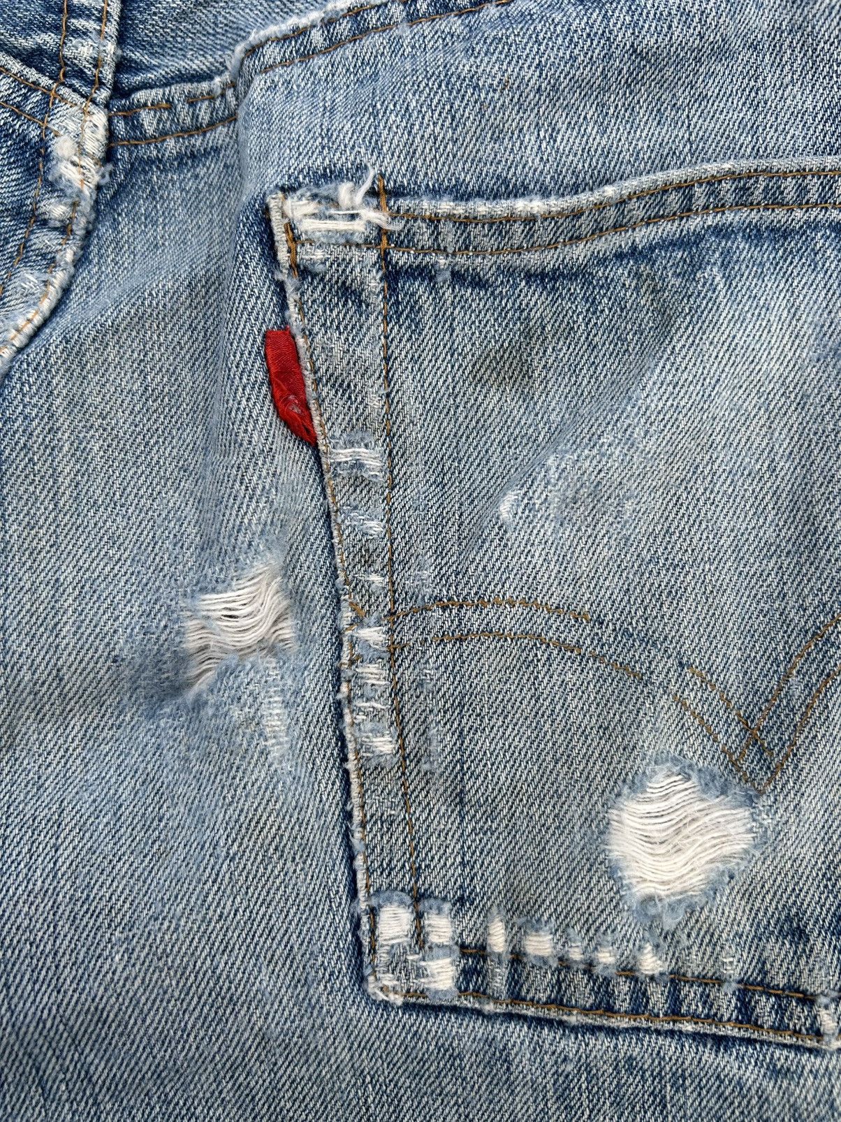 Levi's Thrashed 70s-80s Vintage Levis 6 Selvedge Short Denim jeans Size US 33 - 10 Thumbnail