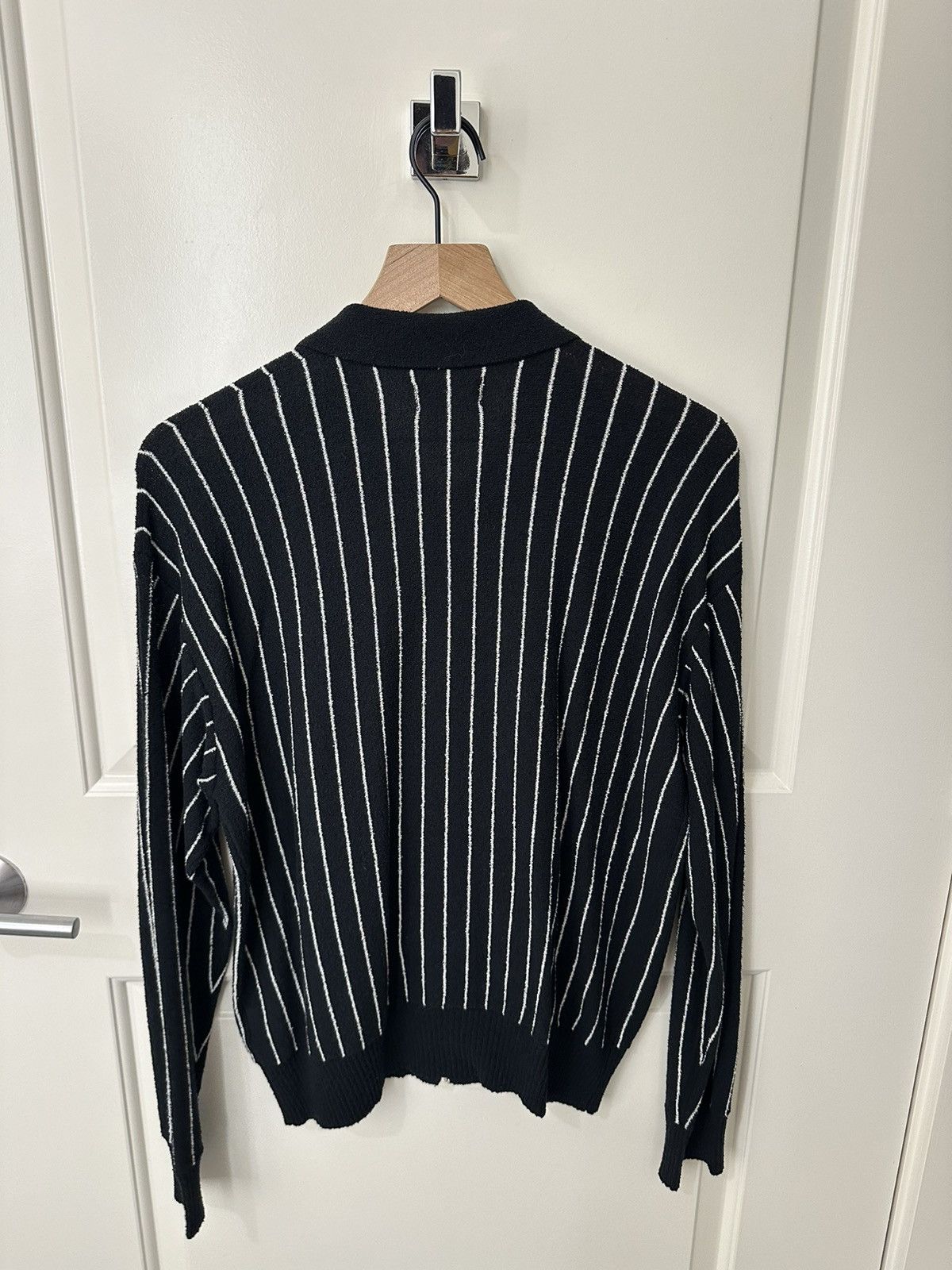 Stussy LIGHT WEIGHT LS ZIP POLO 黒 XXL Stussy Light Weight Long-Sleeve Zip Polo 'Black Stripe' 117189