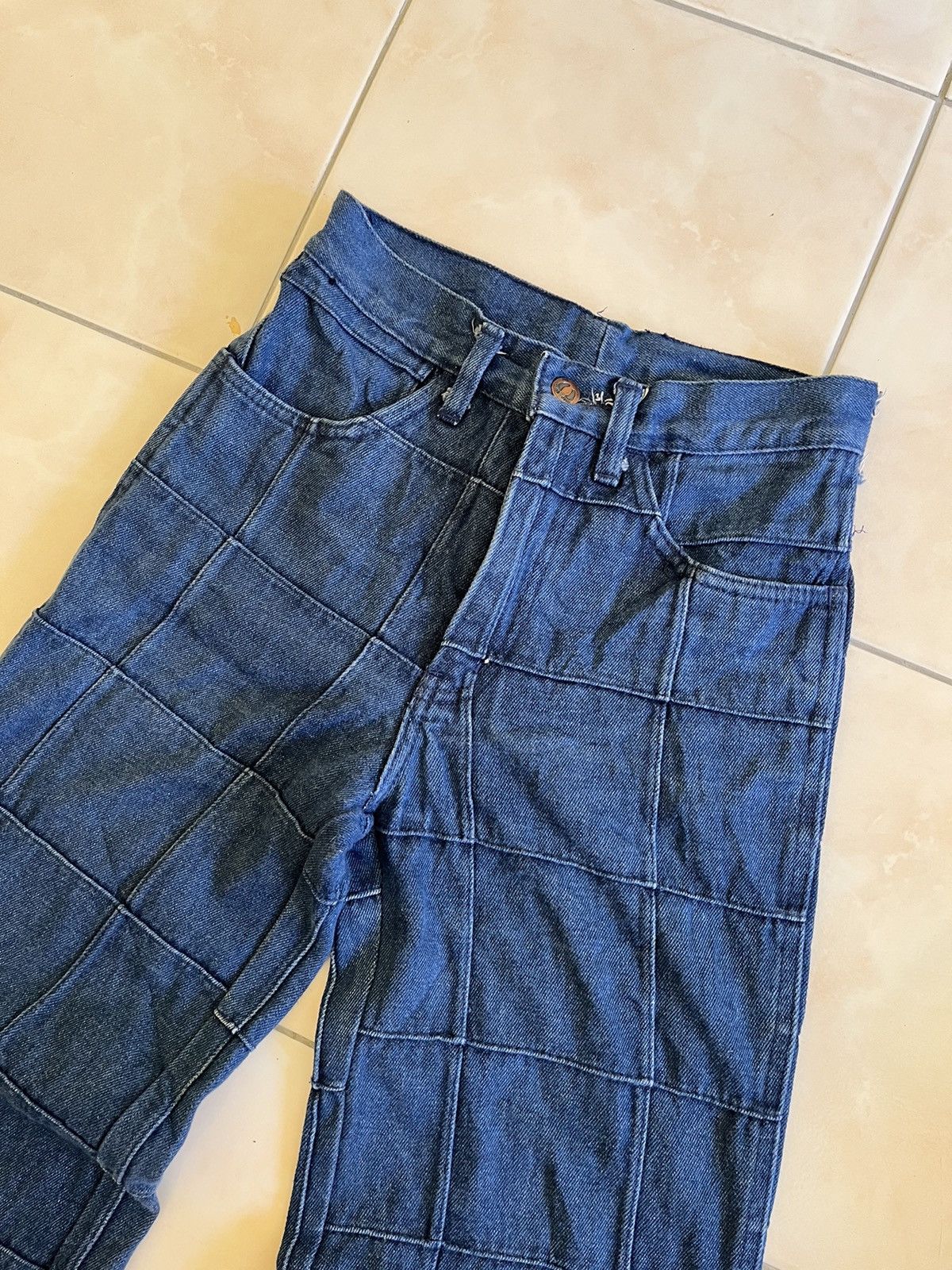 Hang Ten × Other × Vintage ❤️‍🔥SEND OFFER❤️‍🔥 1970s HANG TEN PATCHWORK WINDOWPANE DENIM FLARE Size 27" / US 4 / IT 40 - 3 Thumbnail