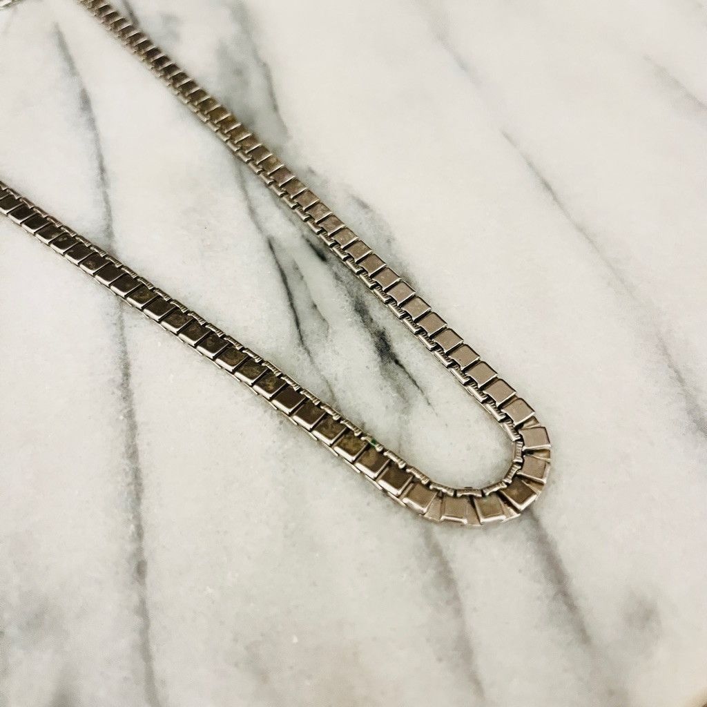 Monet Vintage Signed Monet Box Chain Necklace Silver 25" Size ONE SIZE - 3 Thumbnail