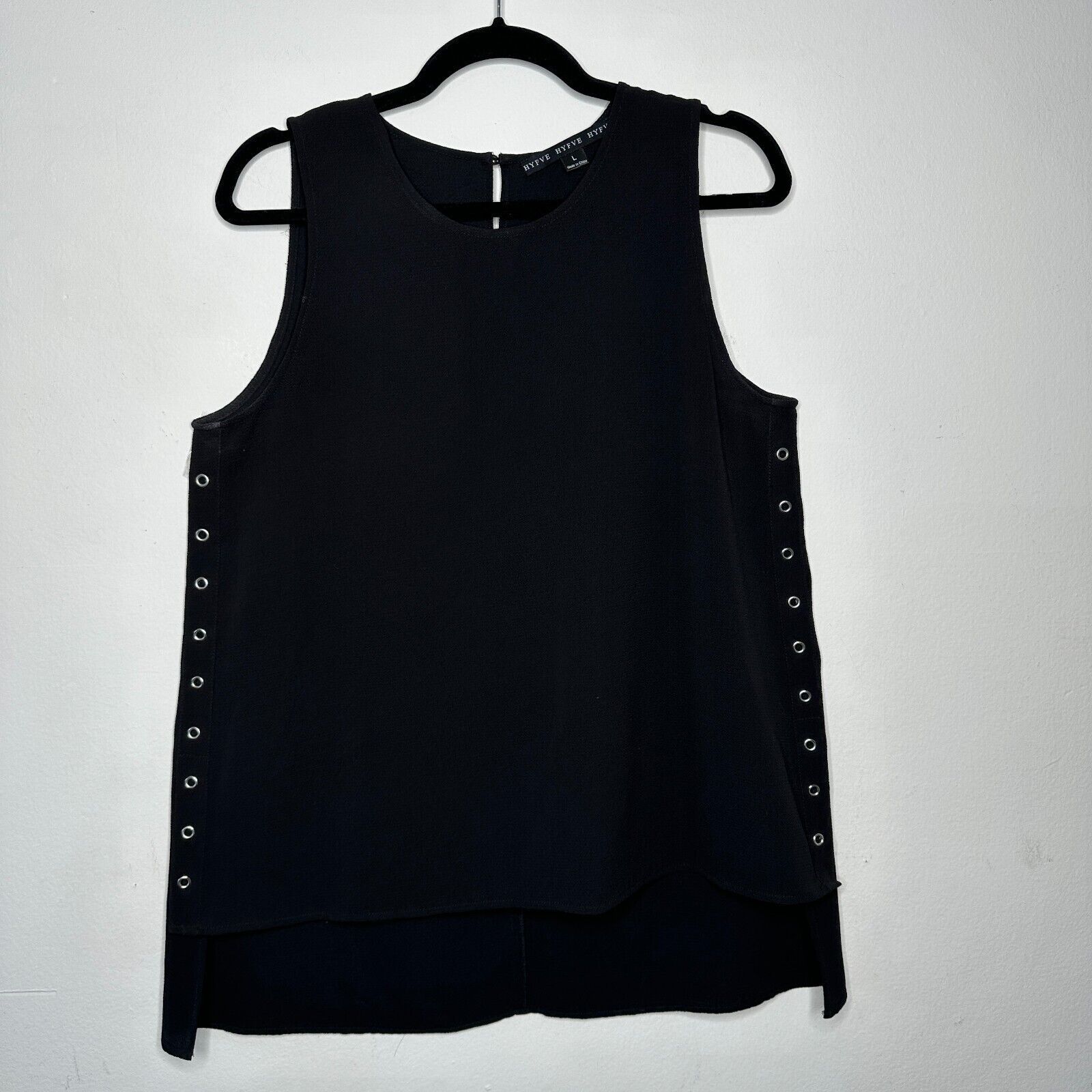 Other HYFVE Black Silver Grommet Sleeveless Hi Low Tunic Tank Size L / US 10 / IT 46 - 12 Thumbnail