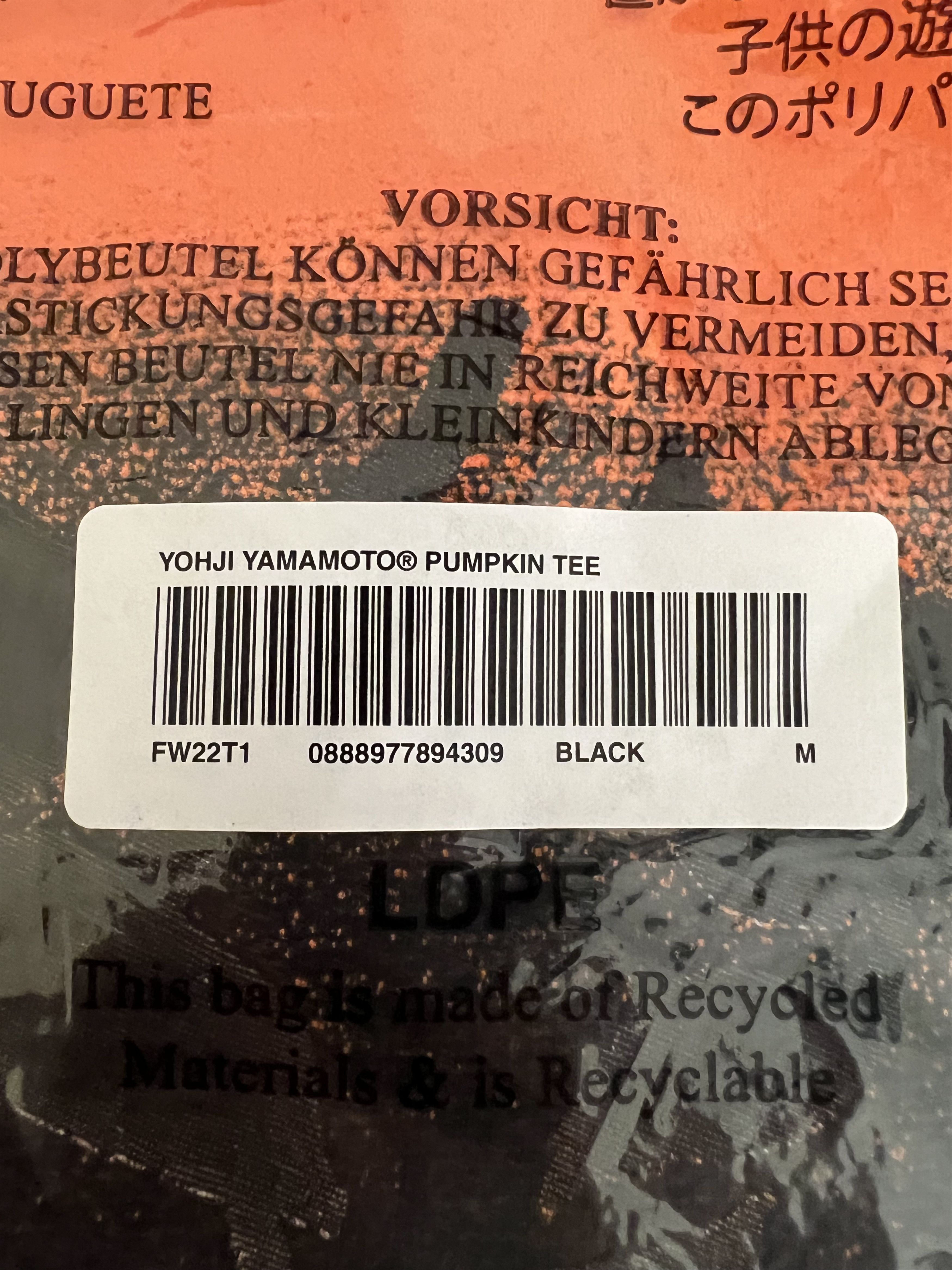 Supreme × Yohji Yamamoto Supreme x Yohji Yamamoto Pumpkin Tee Size US M / EU 48-50 / 2 - 4 Thumbnail