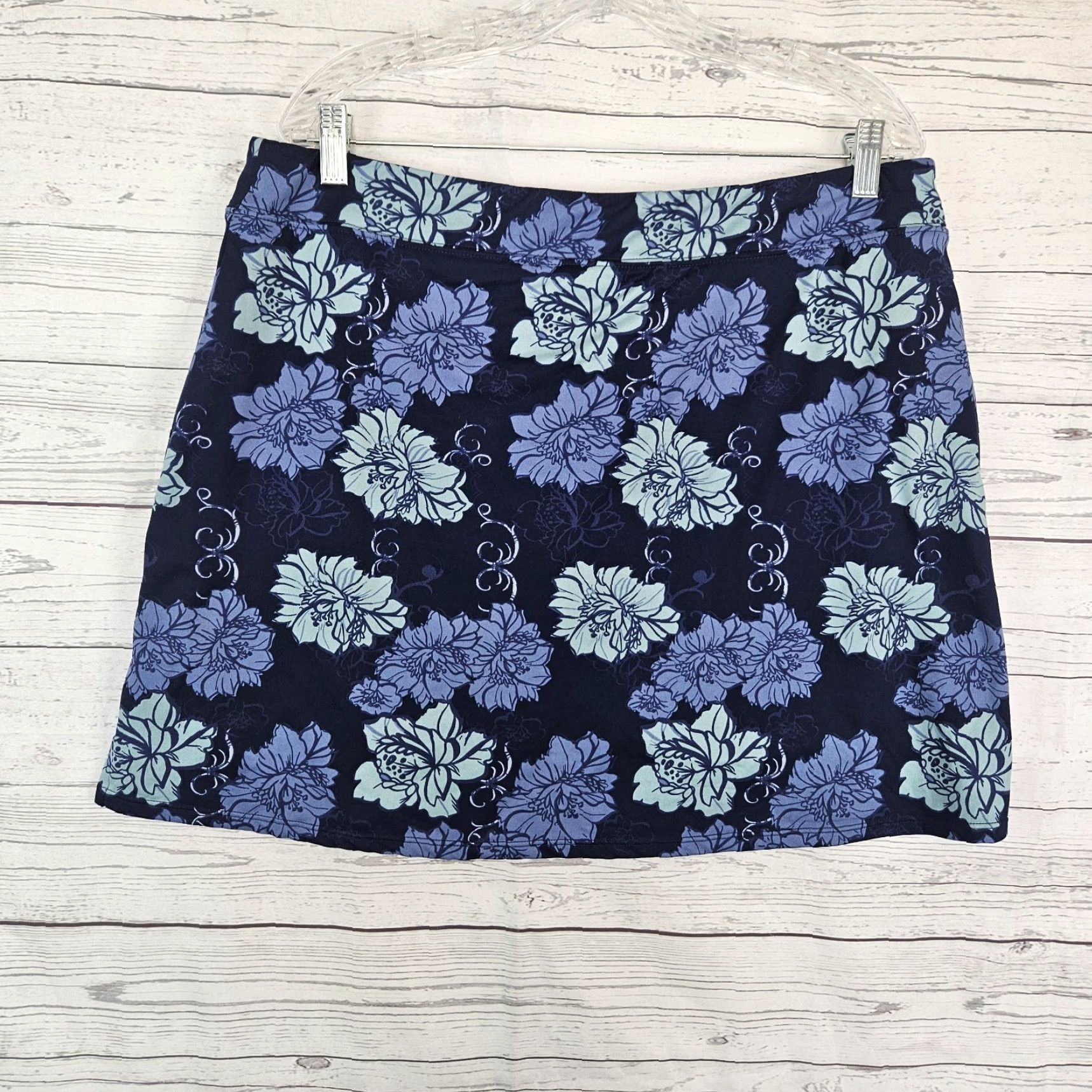 Vintage VINTAGE Tranquility Womens Skort Blue Floral Pull On 2XL Short A-Line Size ONE SIZE - 2 Thumbnail