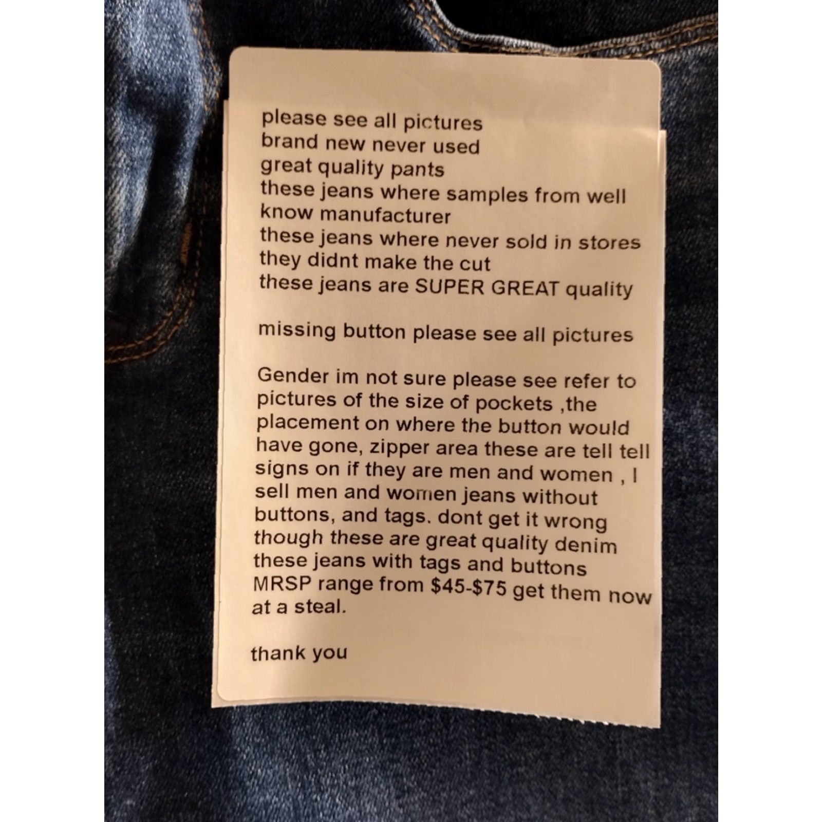 Denime Unbranded Men's Blue Denim Cropped Jeans 26x36 Regular Stretch 5-Pocket Denim Blue 90s Theme Mens Size US 26 / EU 42 - 6 Thumbnail