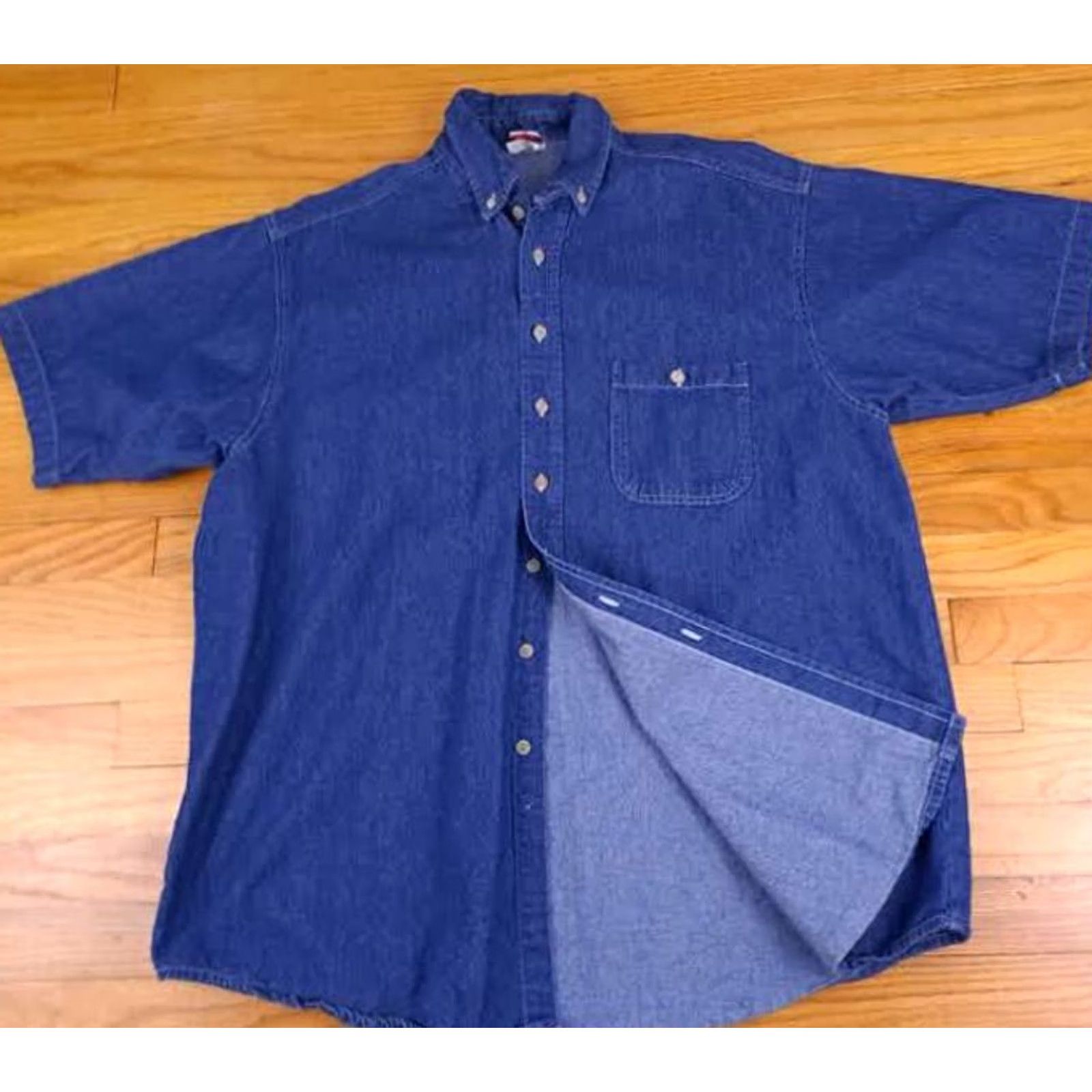 Vintage Union Line USA Made Short Sleeve Blue Jeans Shirt XL EUC Size US XL / EU 56 / 4 - 3 Thumbnail