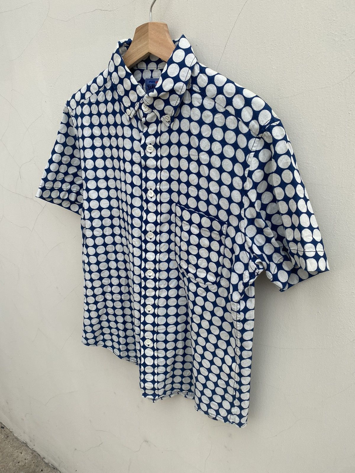 Tornado Mart 2000s Blue Blue Japan - Pure Indigo Dye Polkadot Shirt Size US M / EU 48-50 / 2 - 2 Thumbnail