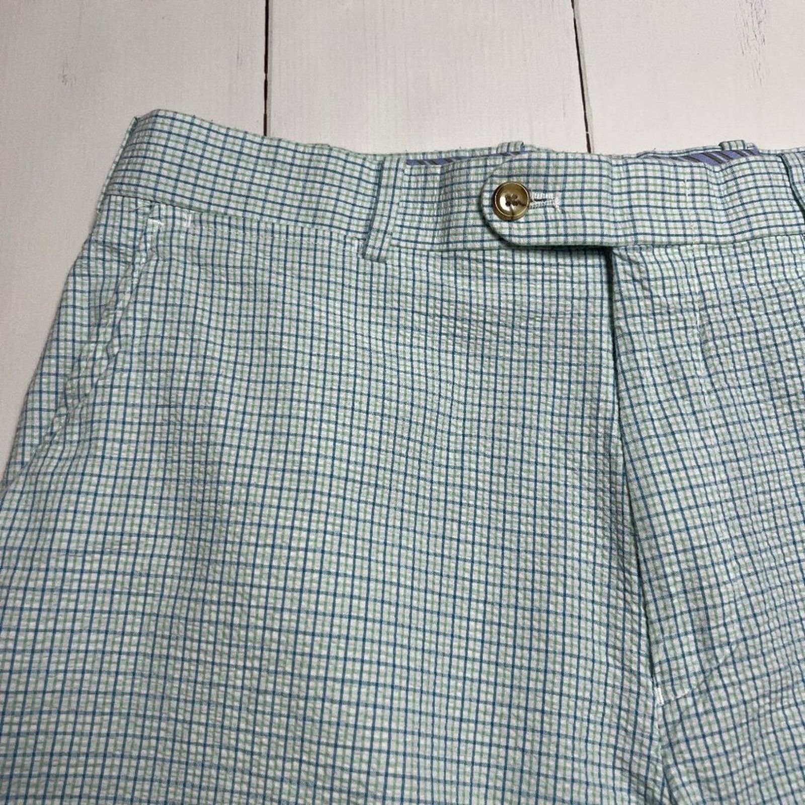 Peter Millar Peter Millar Seersucker Golf Short 34 Green Blue Gingham Size US 34 / EU 50 - 5 Thumbnail