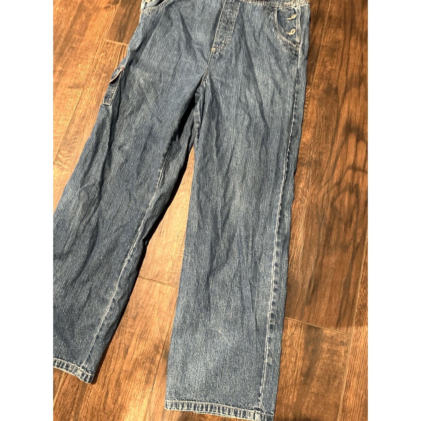 Equipment VINTAGE BUM Equipment Bib Overalls Denim Blue 90s Women's M Medium Jeans Cargo Pocket 5-Pocket Design Buckle Button Size 32" / US 10 / IT 46 - 2 Thumbnail
