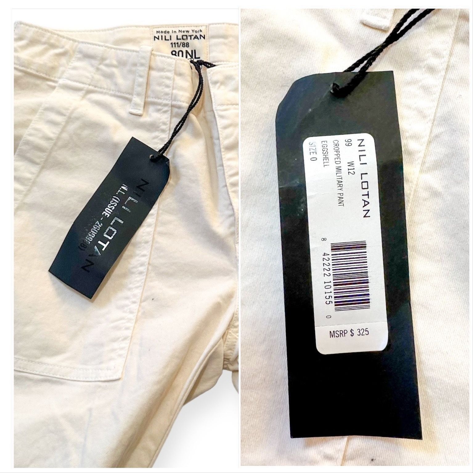 Nili Lotan Nili Lotan Cropped Military Pants, Eggshell, Size 0, Ankle Z Size 25" / US 0 / IT 36 - 3 Thumbnail