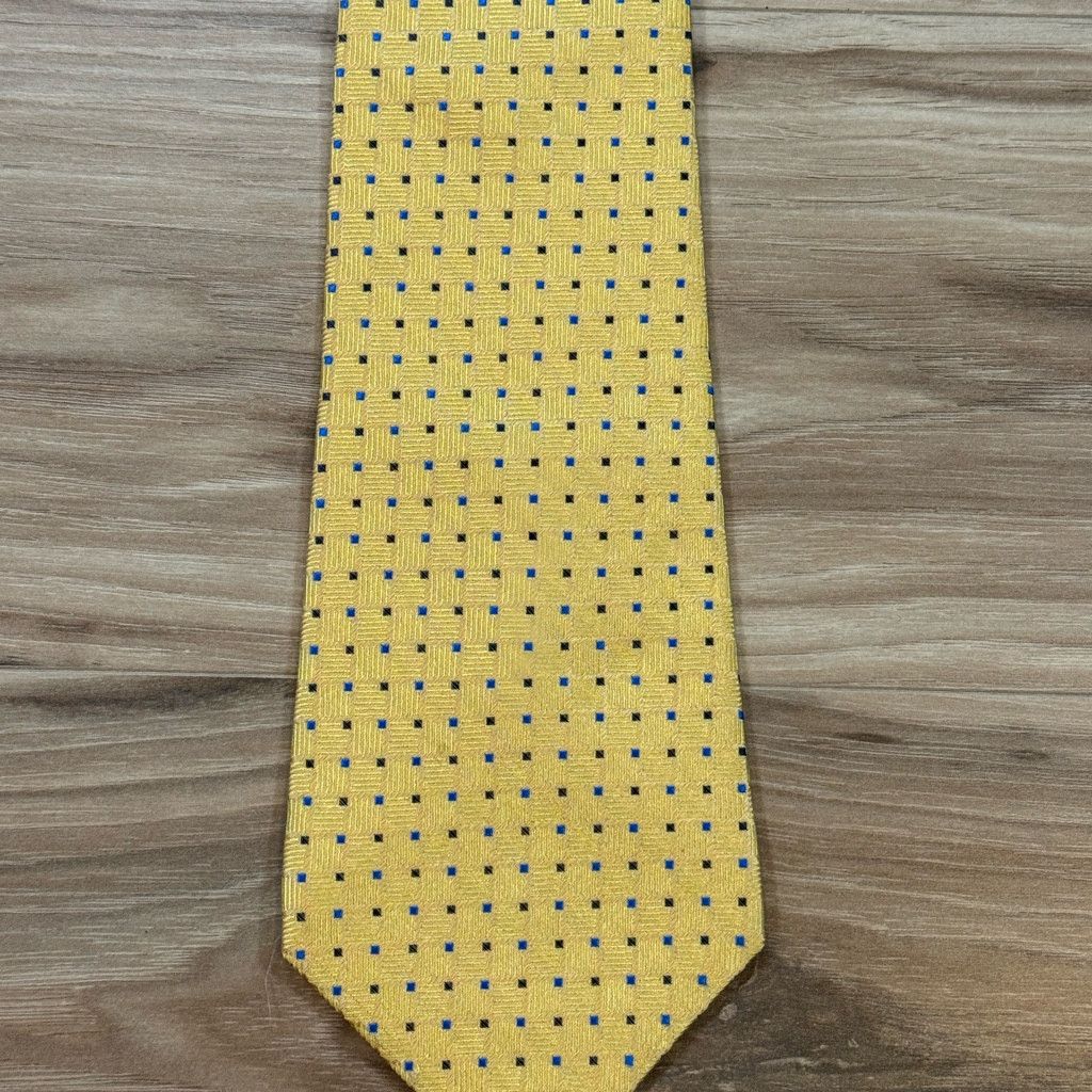 Tommy Hilfiger Tommy Hilfiger Yellow Silk Micro Check Tie USA 3.75” Classic Size 26 - 1 Thumbnail