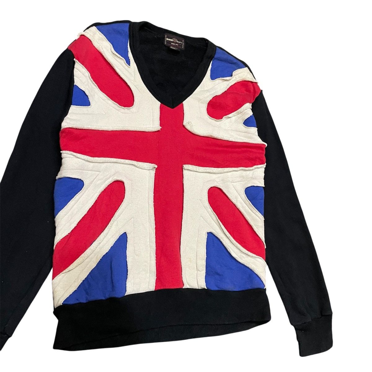 Japanese Brand Vintage Demob Son's Union Jack VNeck Black Appliqué Flag Size US M / EU 48-50 / 2 - 2 Thumbnail