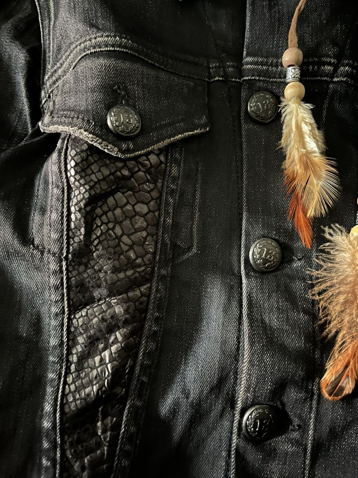 R13 Archive R13 snake skin waxed denim jacket Size US XS / EU 42 / 0 - 7 Thumbnail
