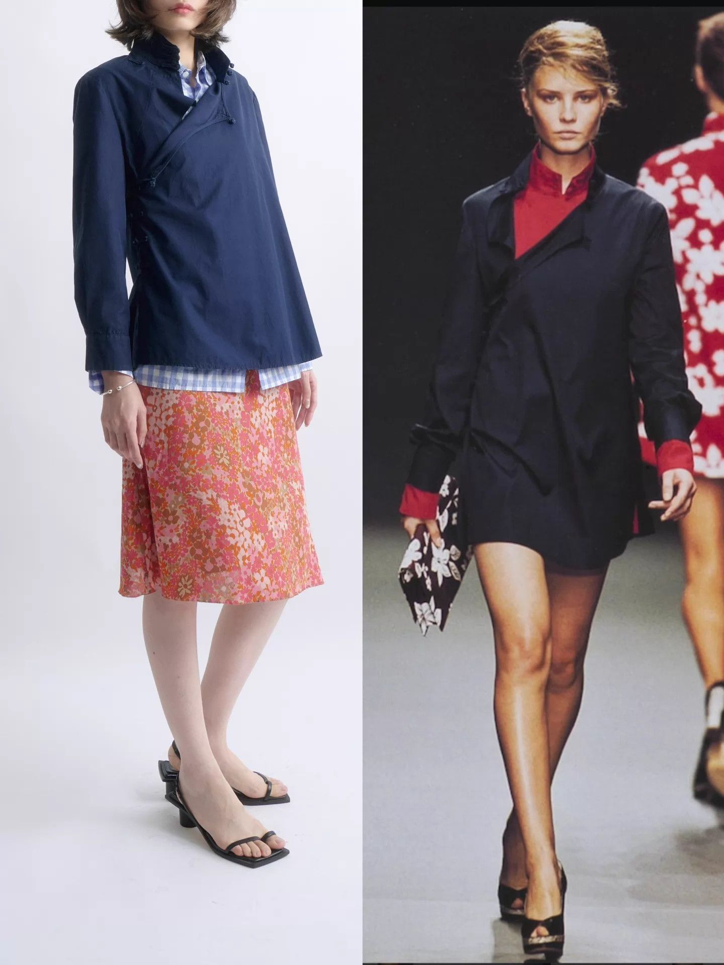 Miu Miu MIU MIU 2003 SS Navy Blue Slanted Placket Frog Jacket Size S / US 4 / IT 40 - 2 Thumbnail