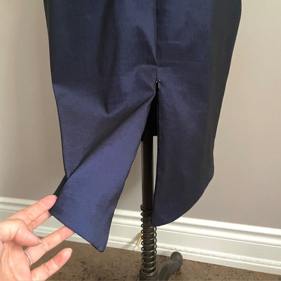 Other Vintage Blue Iridescent Fishtail Taffeta Midi Pencil Skirt Size 28" / US 6 / IT 42 - 2 Thumbnail