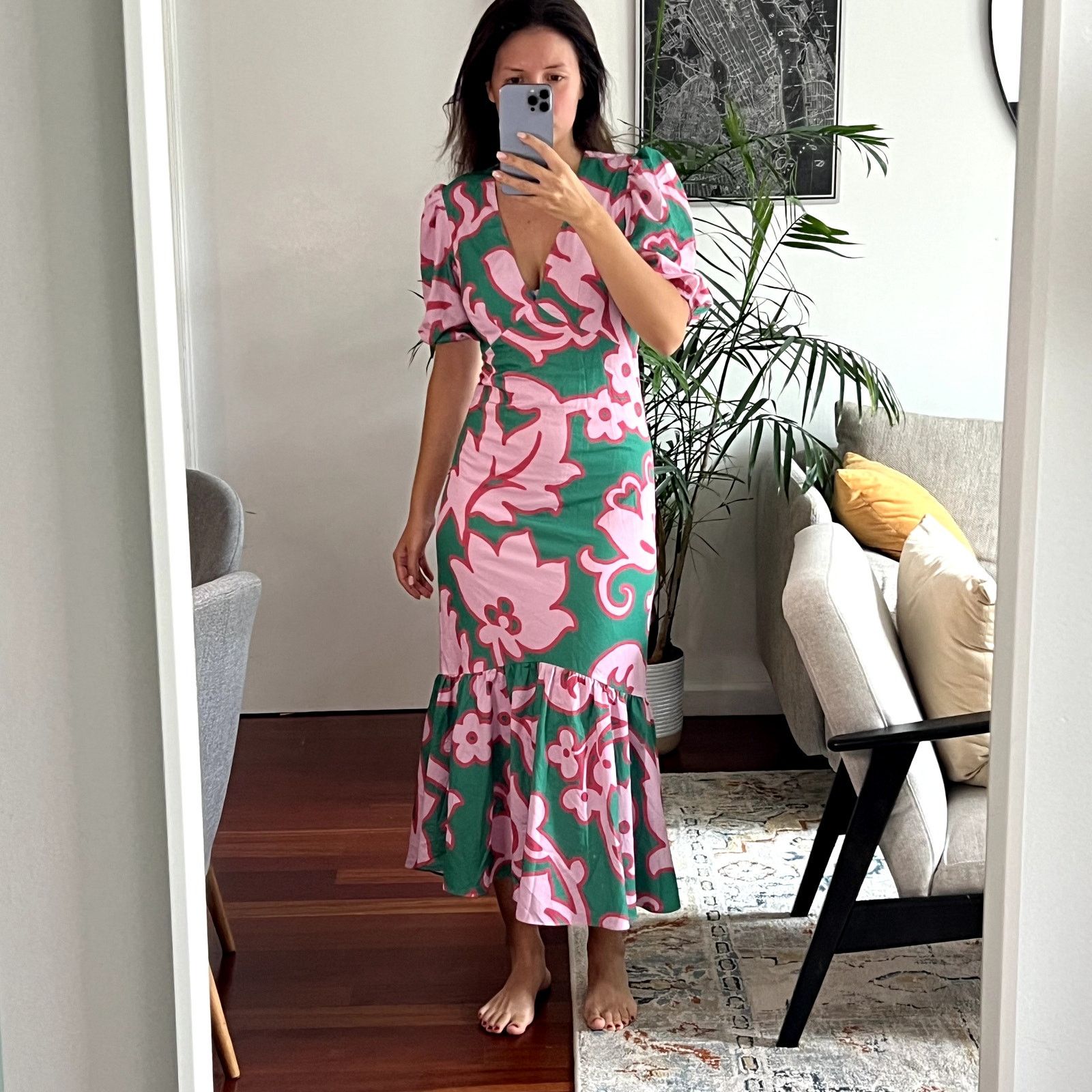 Rhode Ester Dress in Take It Easy Midi dress size 0 green -  threedaughtersproperties.com